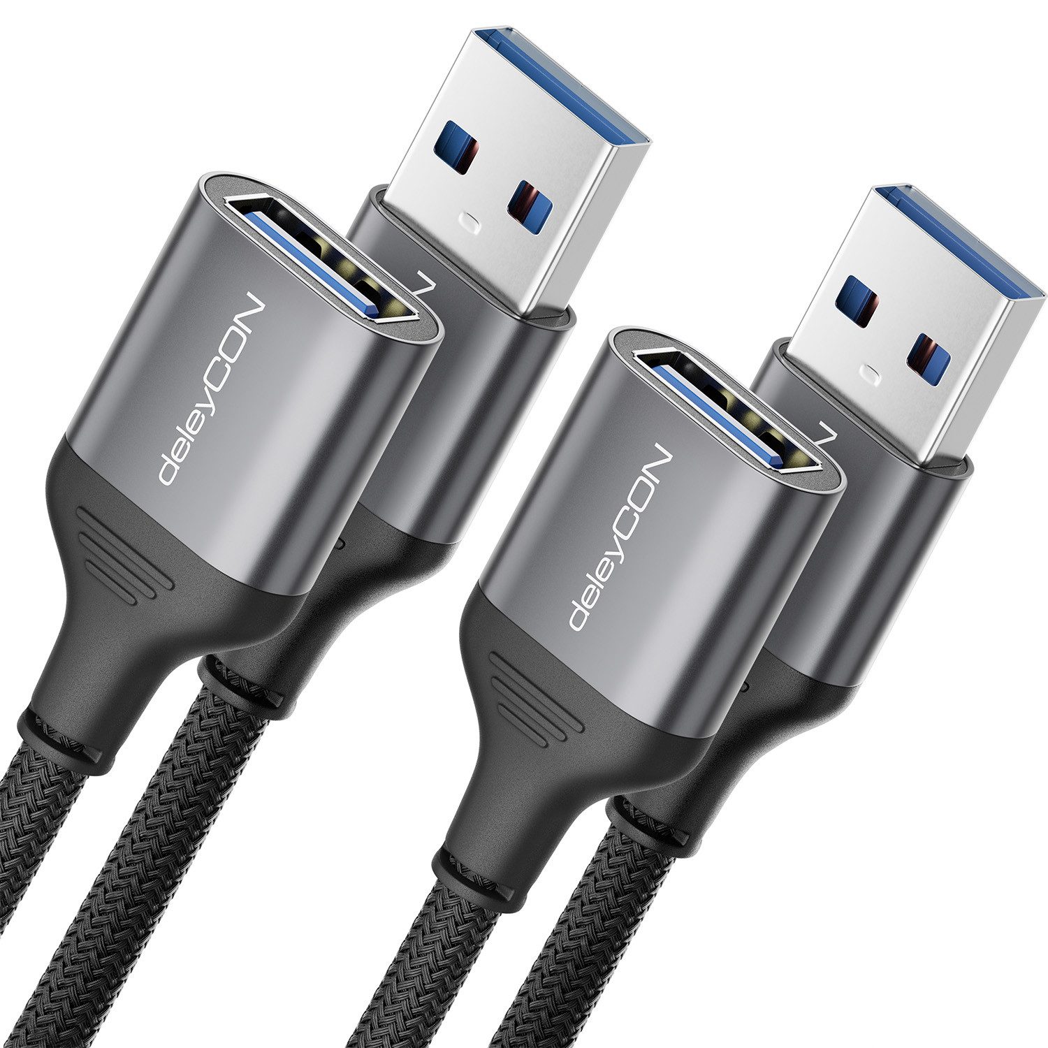 deleyCON deleyCON 2x 1,5m USB 3.0 Verlängerungskabel (5Gbps, A Stecker/A USB-Kabel