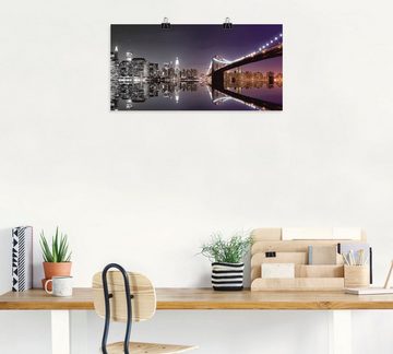 Artland Wandbild New York Skyline nächtliche Reflektion, Amerika (1 St), als Leinwandbild, Poster, Wandaufkleber in verschied. Größen