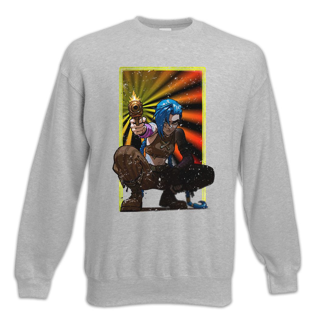 Urban Backwoods Sweatshirt Cyber League Girl Sweatshirt Arcane Anime Punk Tattoo Legends Jinx LOL (1-tlg) Gamer Gaming Japan Asia