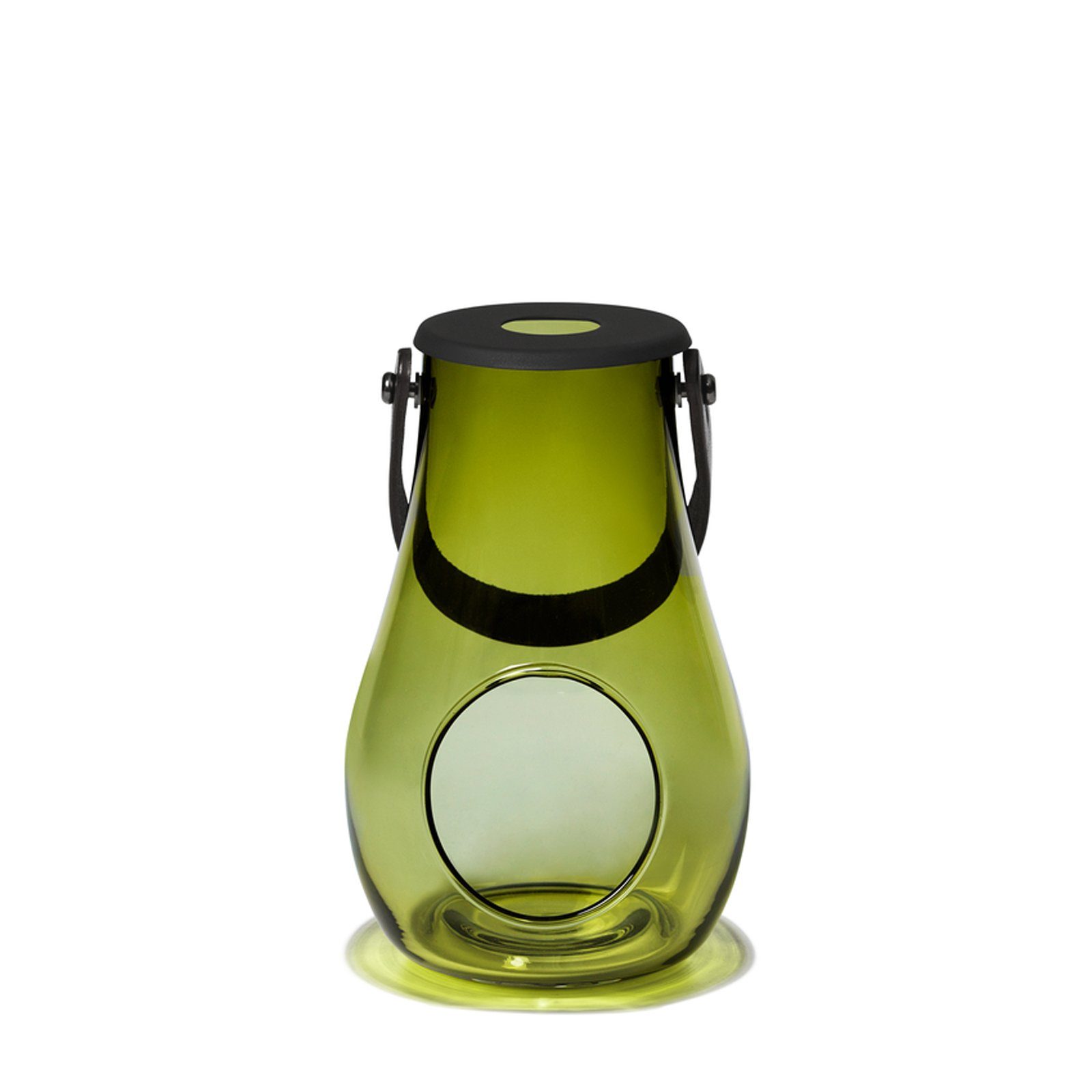 HOLMEGAARD Kerzenlaterne With Light Laterne olivegrün mit Lederhenkel 16 cm (h), Holmegaard With Light Laterne olivegrün mit Lederhenkel 16 (h)