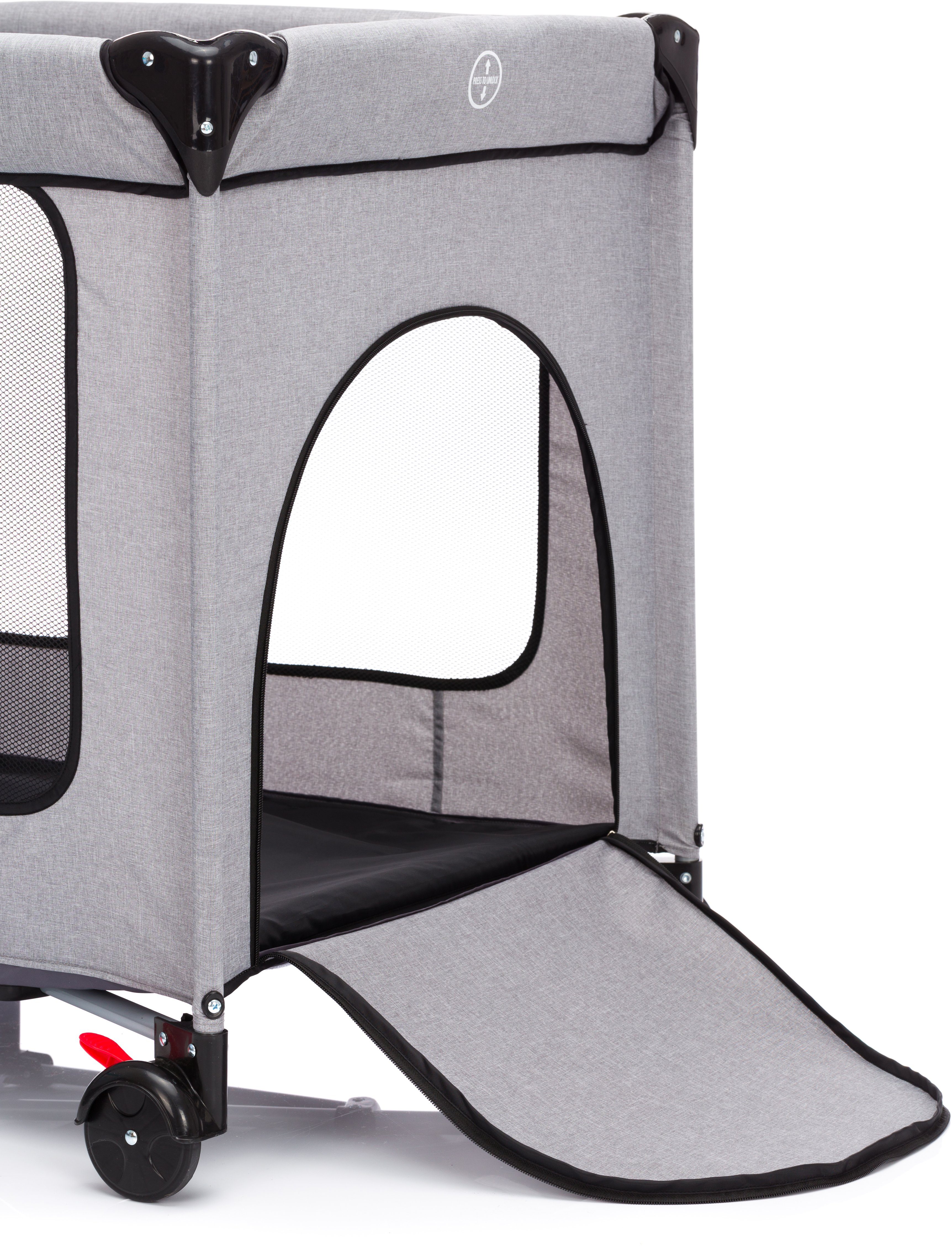 Fillikid Baby-Reisebett Standard grau melange, Inklusive Transporttasche