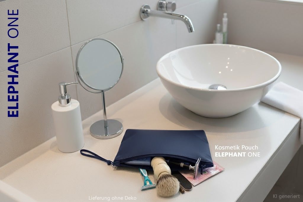 ELEPHANT Kosmetiktasche Pouch Mini Kulturtasche Cosmetic Bag klein, Aufbewahrungstasche Tasche Manicure Shaving Bag 13112 + Beutel