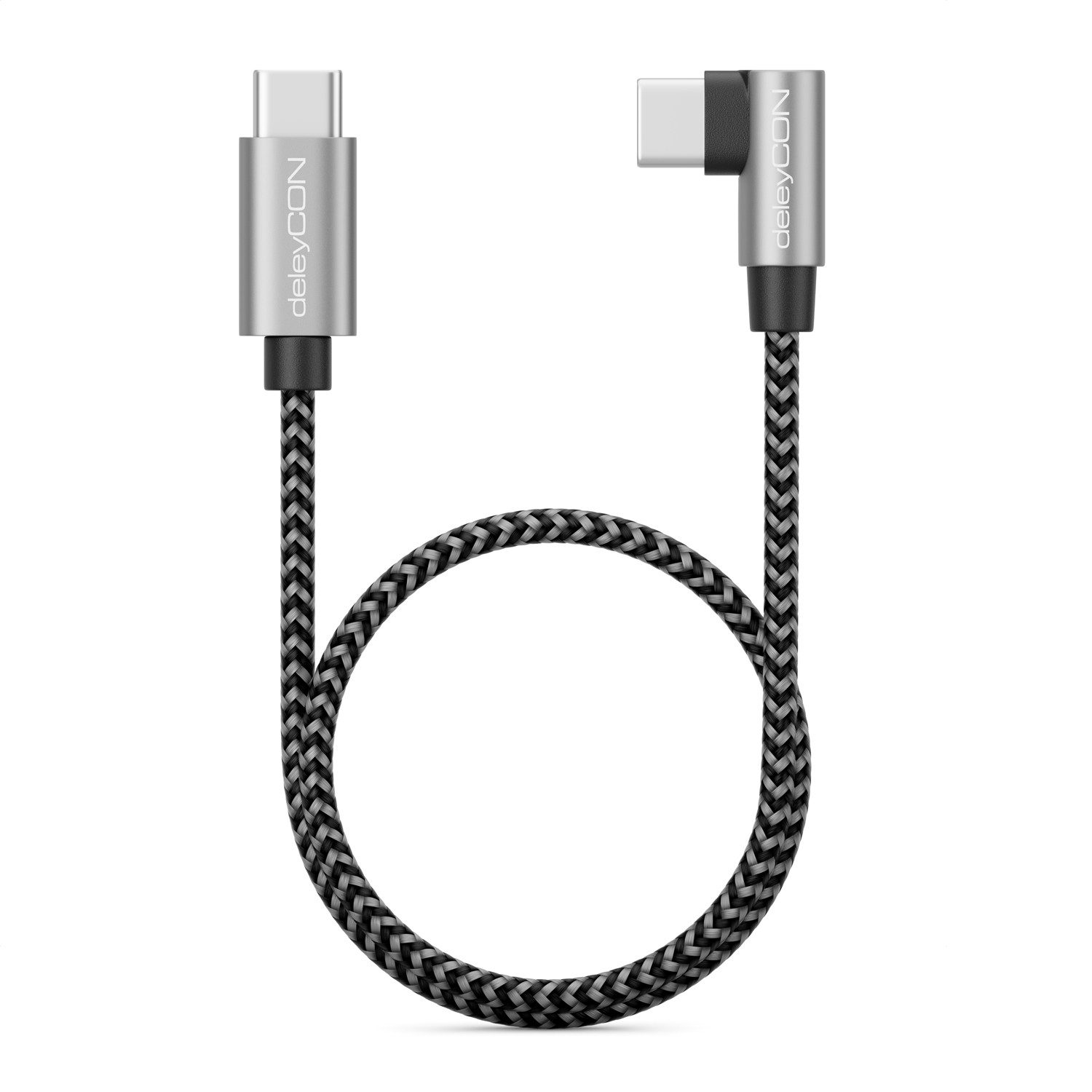 deleyCON deleyCON 0,30m USB C Kabel 1x 90° Gewinkelt PD3.0 (60W USB-Kabel