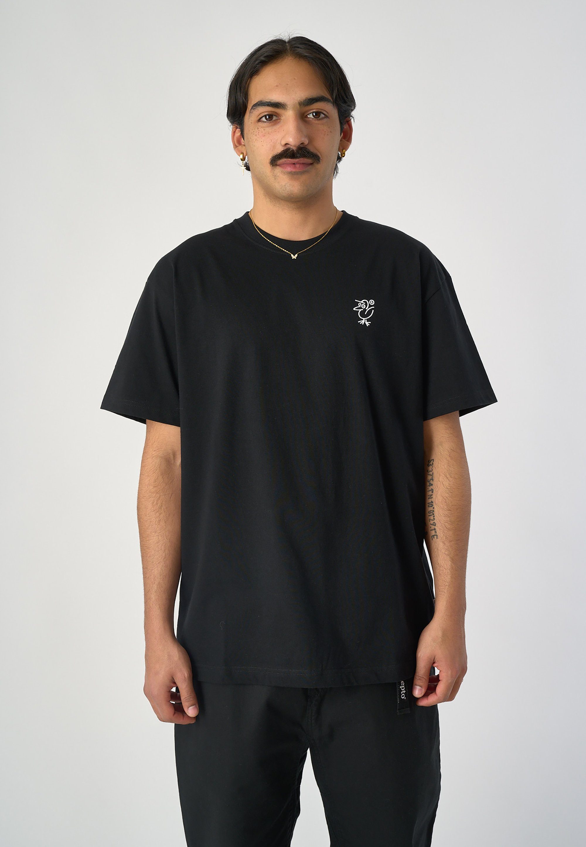 Cleptomanicx T-Shirt Sketch Gull mit lockerem Schnitt schwarz