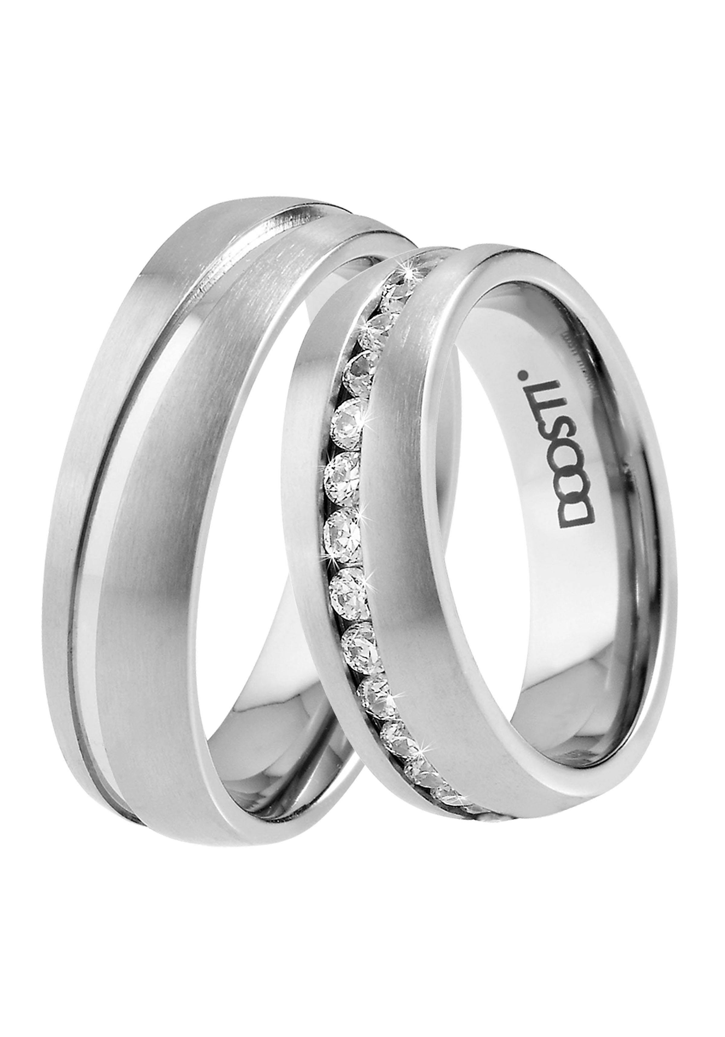 DOOSTI Trauring Schmuck Geschenk TITAN Trauring Ehering Partnerring LIEBE, Made in Germany - wahlweise mit oder ohne Zirkonia