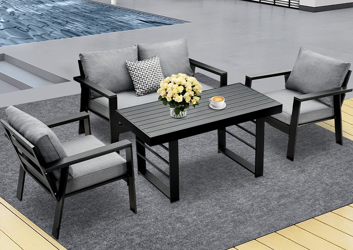 MeXo Gartenlounge-Set Terrassenmöbel Set mit Esstisch günstig online kaufen
