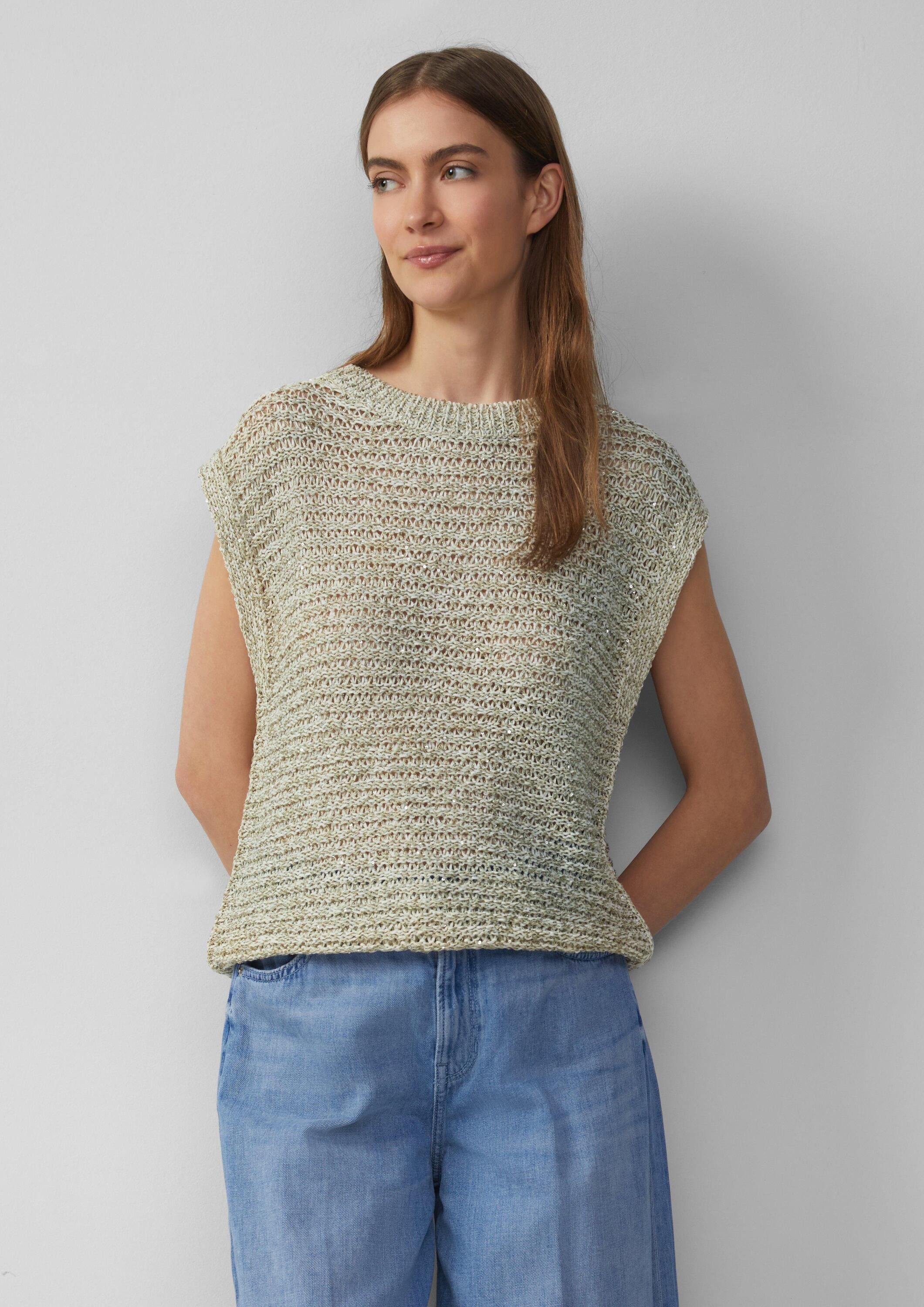 s.Oliver Kurzarmpullover Strickpullover Relaxed-Fit-Pullunder aus Ajourstri günstig online kaufen
