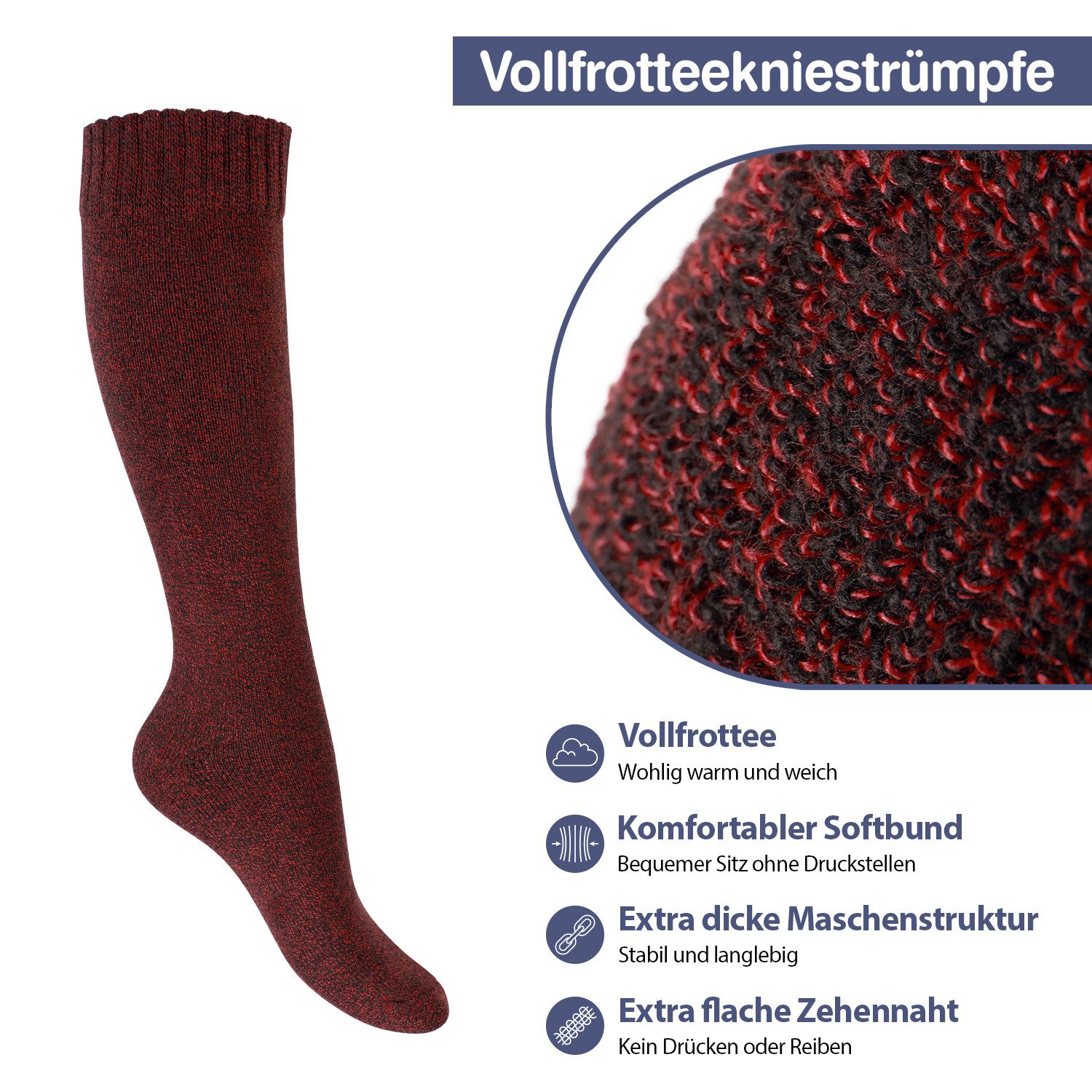Footstar Thermosocken Damen Frottee Kniestrümpfe (2/4 Paar), Baumwolle, The günstig online kaufen