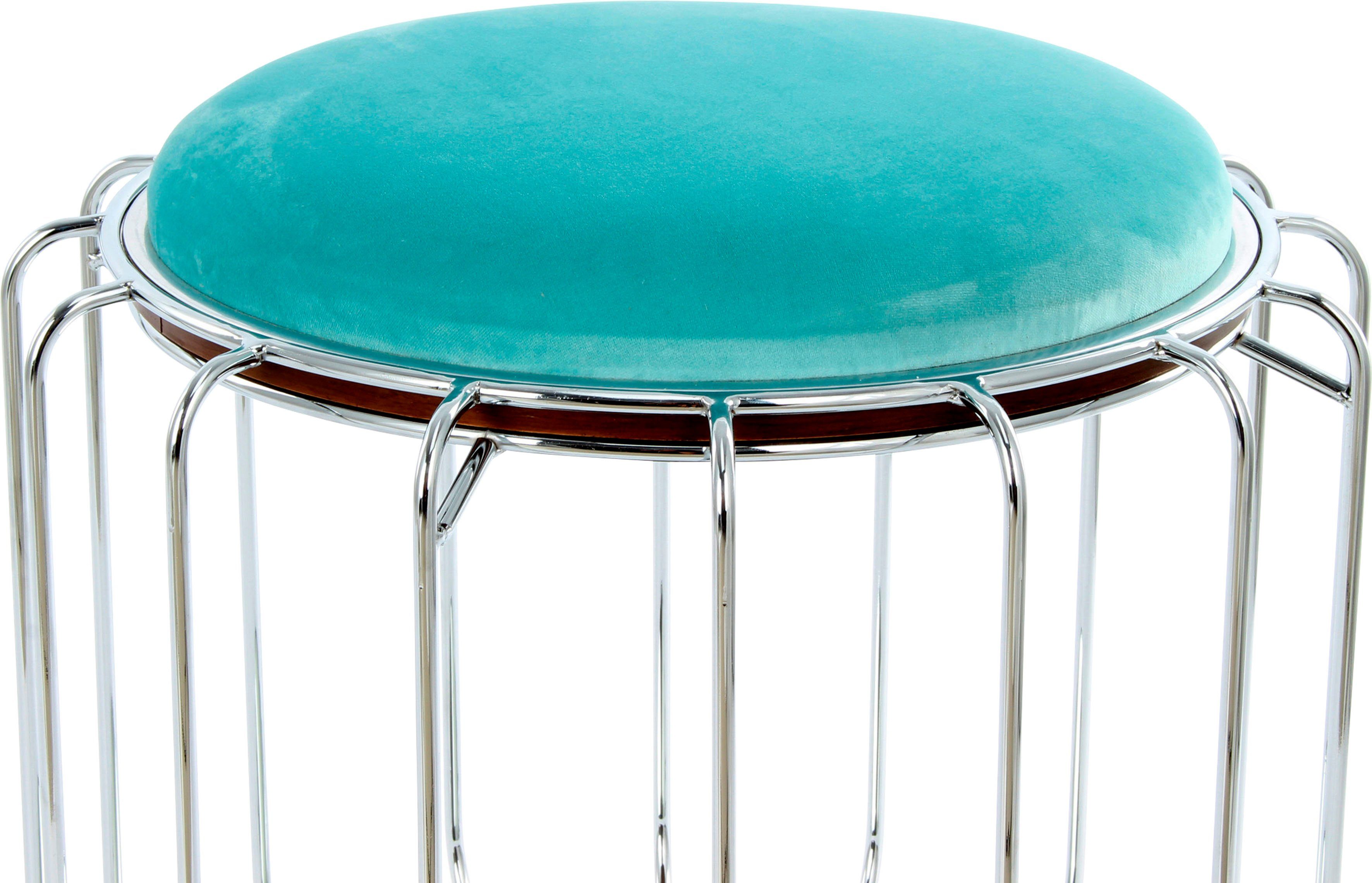 Pouf | / Tisch praktisch Hocker, 110, mit oder Beistelltisch Beistelltisch umzuwandeln mint Spiegelglas Comfortable in Kayoom silber