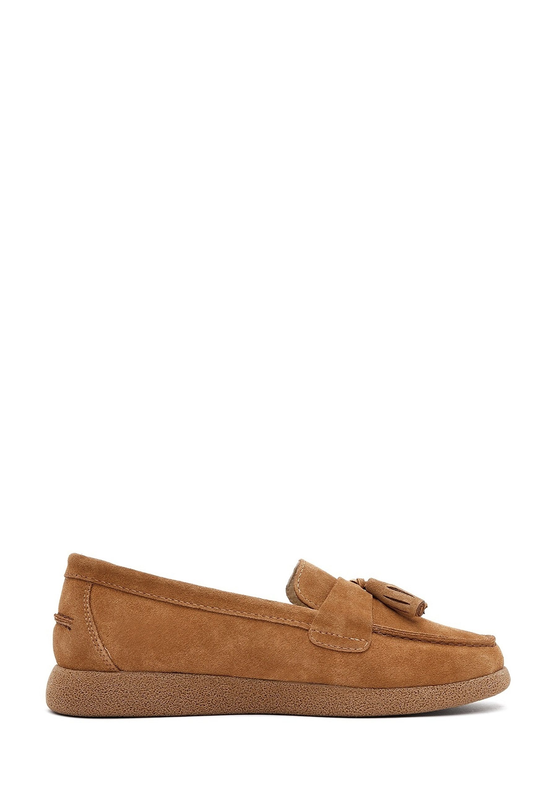 Derimod Loafer aus Leder mit Quasten Loafer Echtes Wildleder, Lederfutter, Thermo-Sohle, Slip-On, Quastendetail