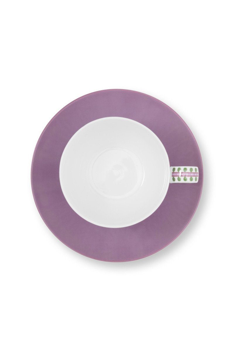 PiP Studio Tasse Lily&Lotus Tasse m.U. lila 280ml, Porzellan, Cup and Saucer Lily&Lotus Tiles Lilac 280ml