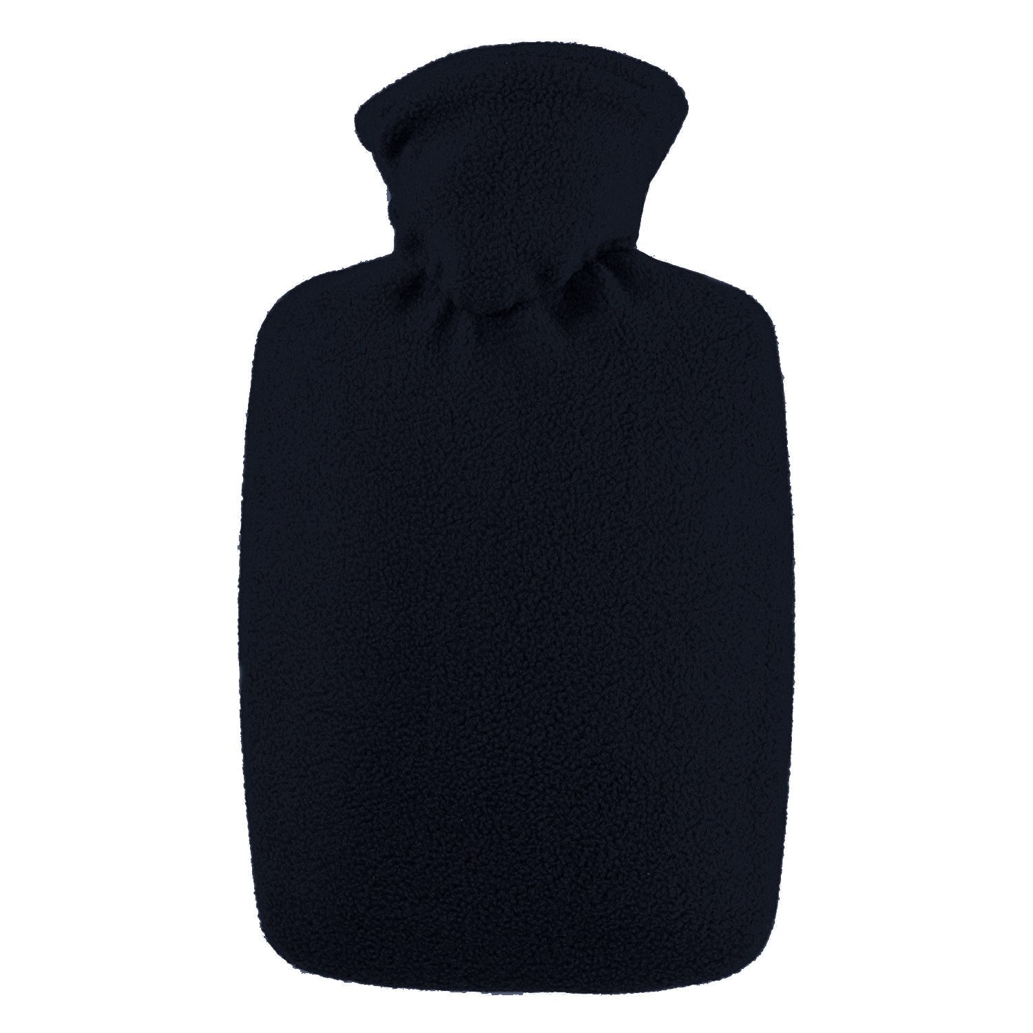 Hugo Frosch Wärmflasche Klassik 1,8l mit Fleecebezug schwarz, Made in Germany