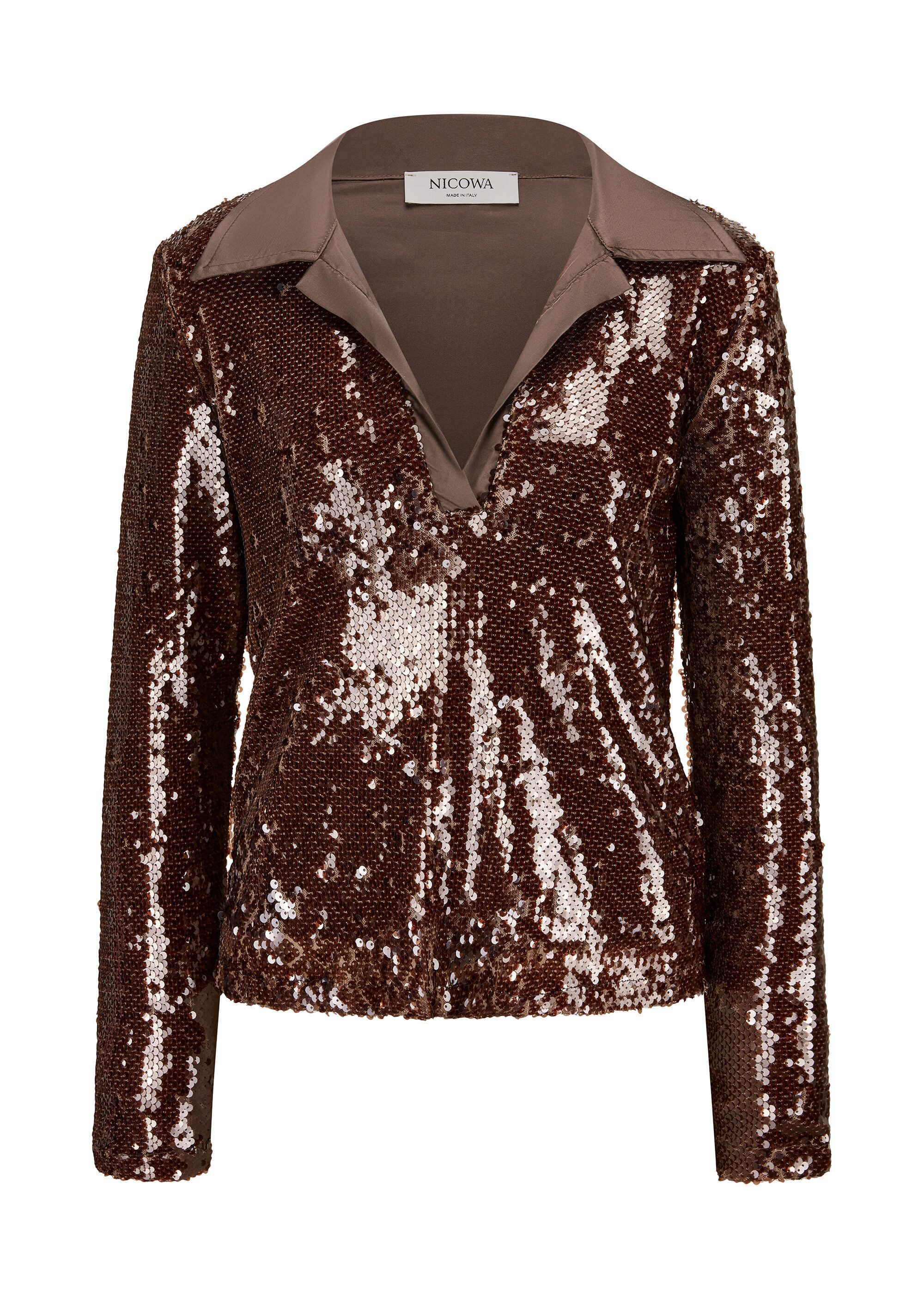 Nicowa Poloshirt ORIWILO (1-tlg) aus Pailletten-Material günstig online kaufen