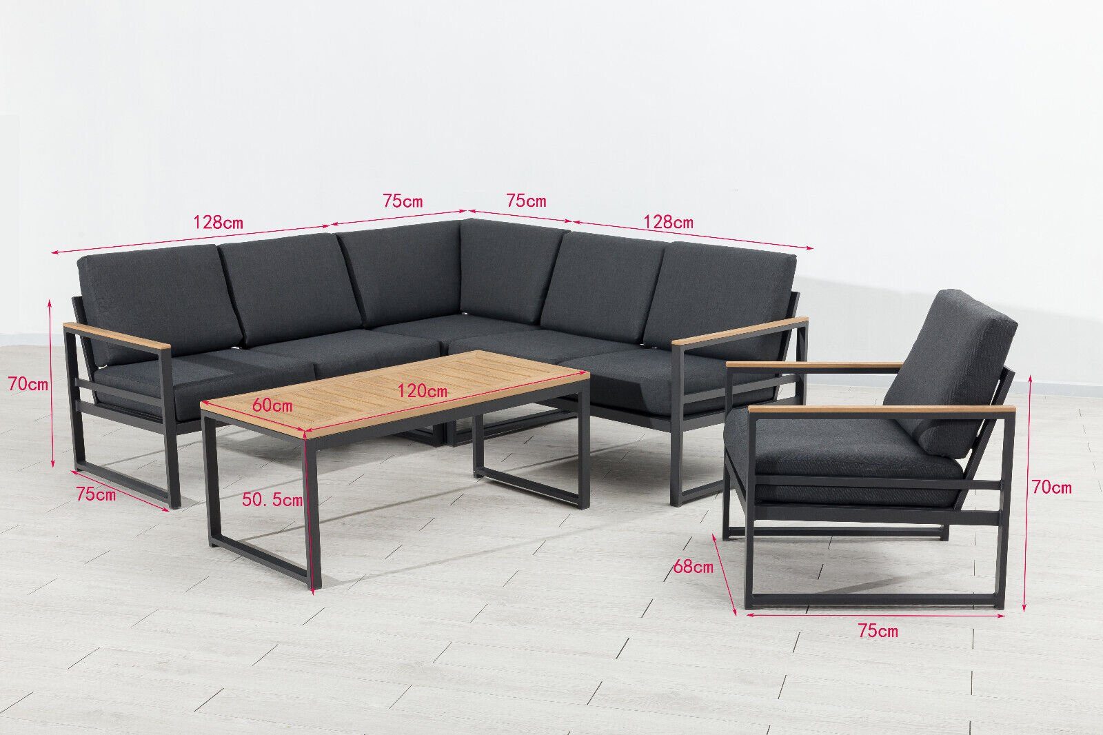 Gardissimo Gartenlounge-Set Kobe Lounge / Gartenmöbelset, (Set, Nonwood, Alu, Ecklounge, Tisch, Sessel, inkl. Auflagen), inkl. Auflagen