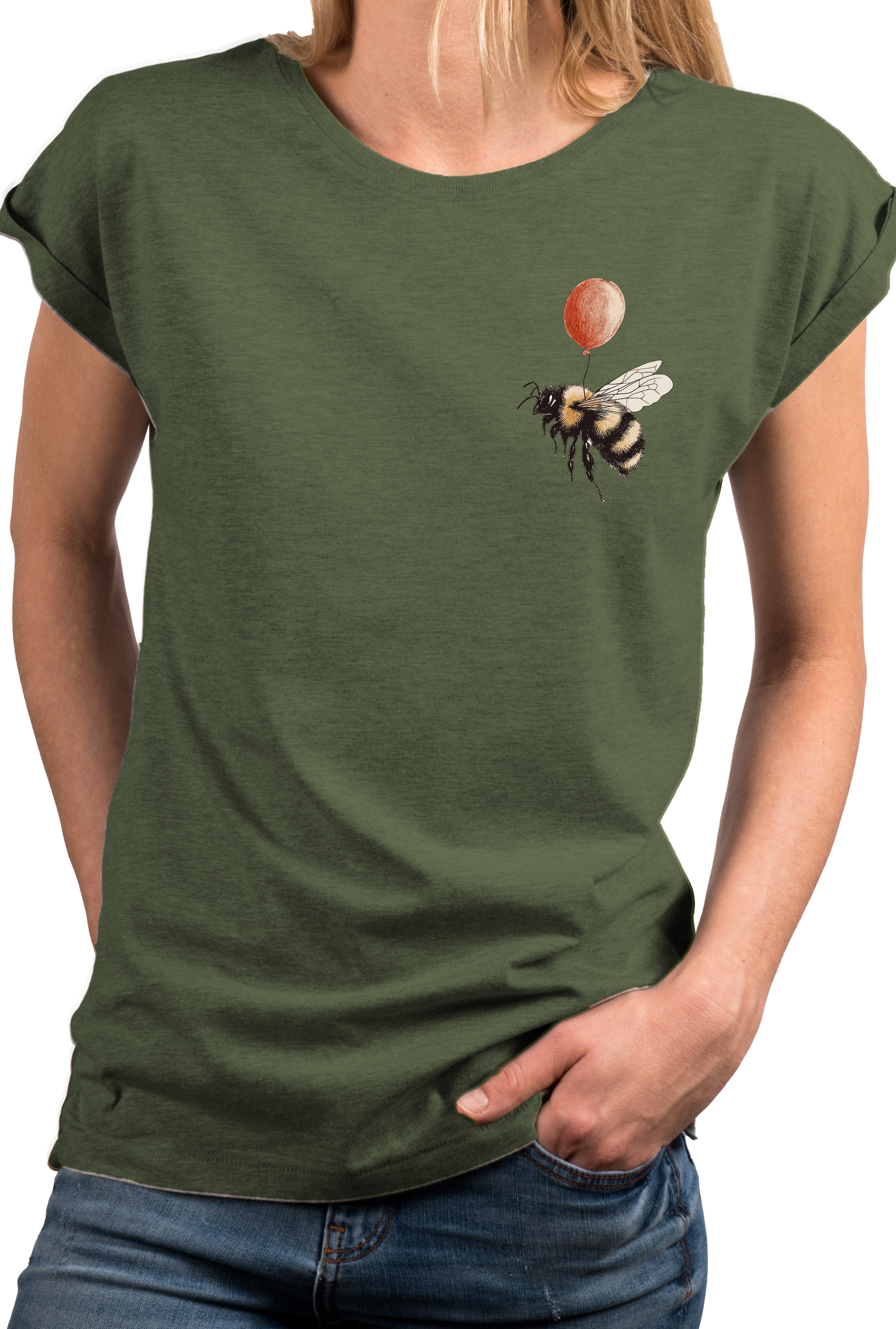 MAKAYA T-Shirt Damen-Top mit kleinem Hummel-Print – lustiges, freches Somme günstig online kaufen