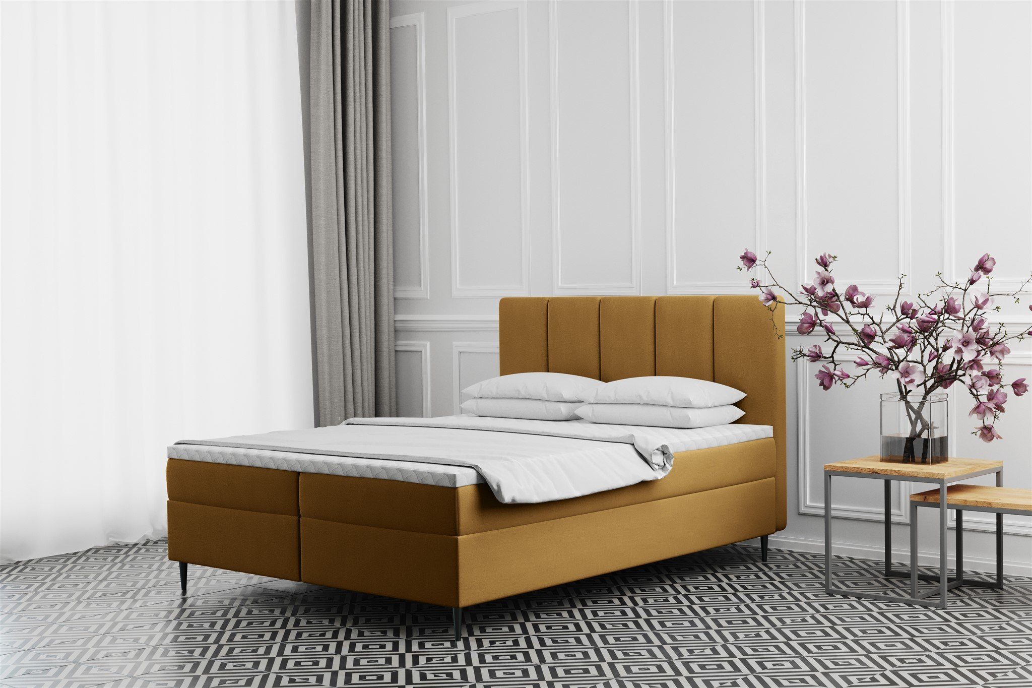 Fun Möbel Boxbett Schlafzimmerbett MARAL in Stoff neue Farben (inkl. Bettkästen, inkl. Kaltschaumtopper), auch in Überlänge erhältlich