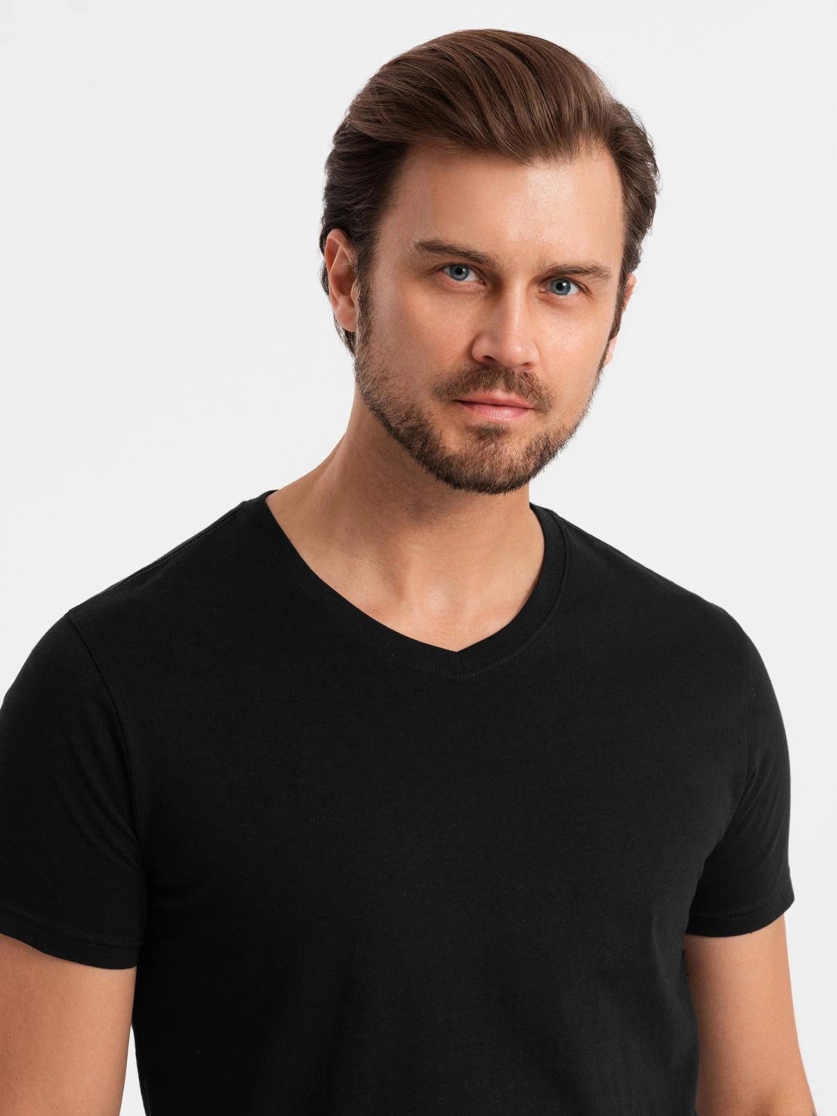 OMBRE T-Shirt 3er Set T-Shirt mit V-Ausschnitt aus Baumwolle