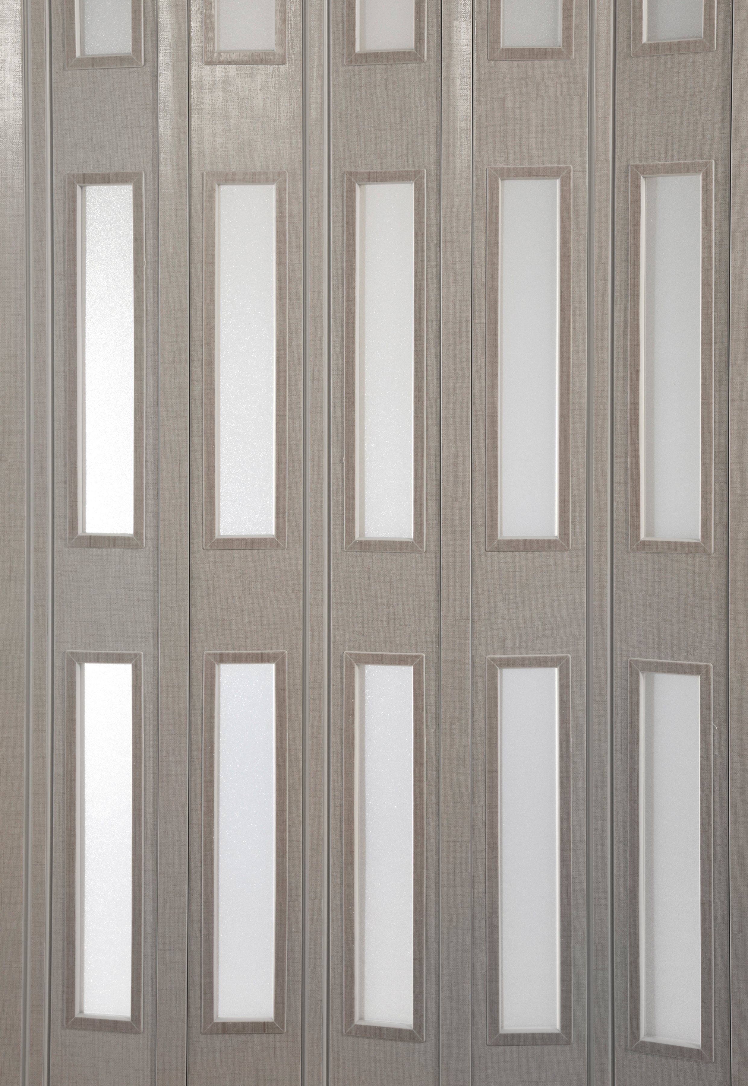 Forte Falttür Elvira, grau gewebt, satiniert, x 87 cm 202 4 Festmaß m. Fenster