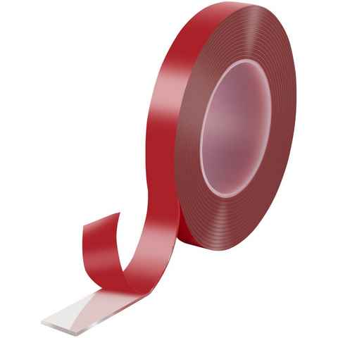 Poppstar Doppelklebeband Acrylklebeband stark, abwaschbar & wiederverwendbar doppelseitiges Klebeband (5 m x 19 mm x 2 mm) Acryl transparent