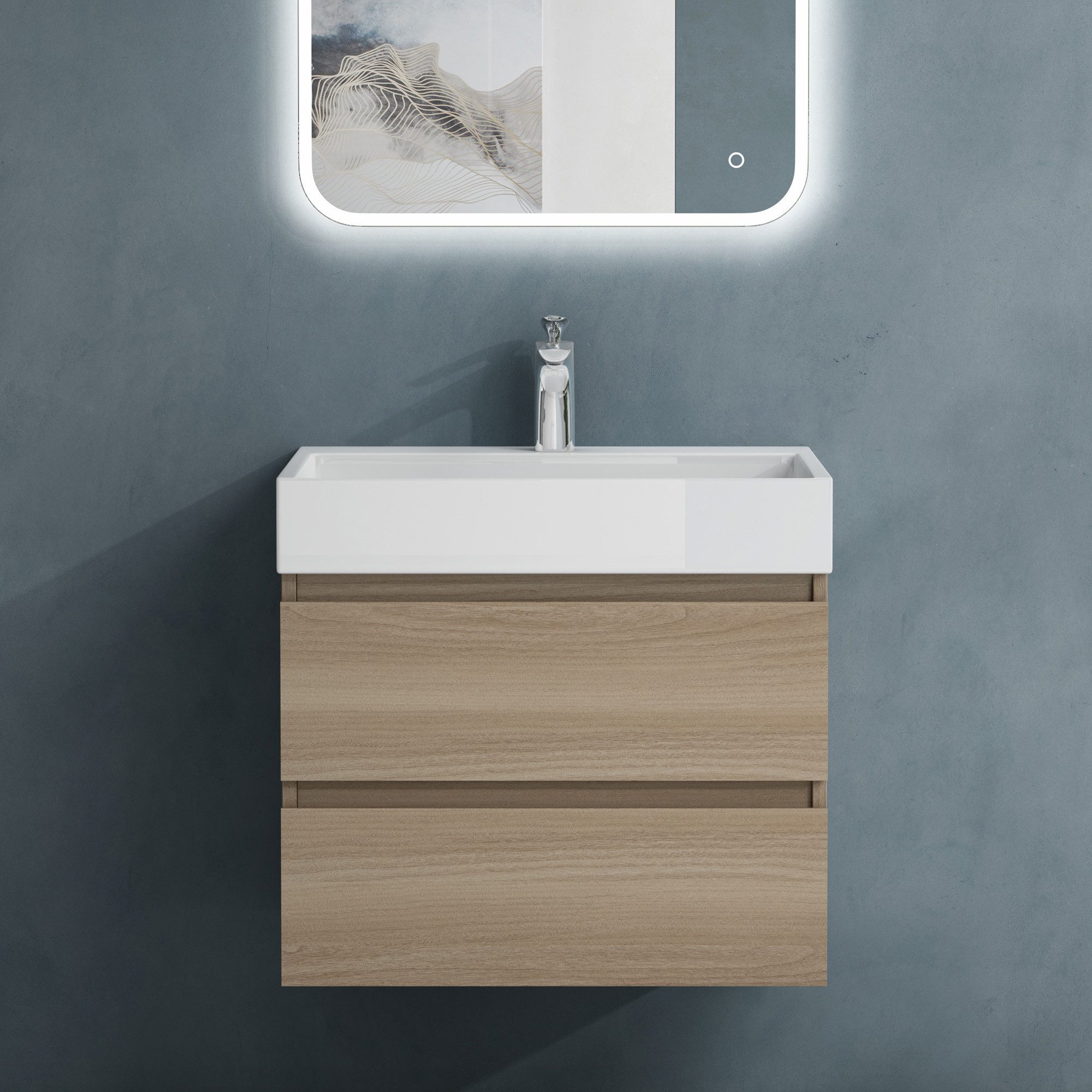 doporro Badmöbel-Set Mineralguss Waschtisch mit Unterschrank Waschbeckenunt günstig online kaufen