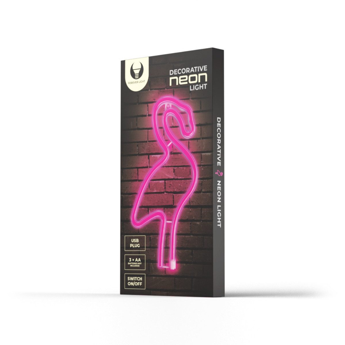 Forever Light LED Dekolicht Forever Light Neon LED-Leuchte Flamingo pink – FLNE18, Pink, Leuchtendes Flamingo-Design, flexibler Betrieb, kompakte Größe