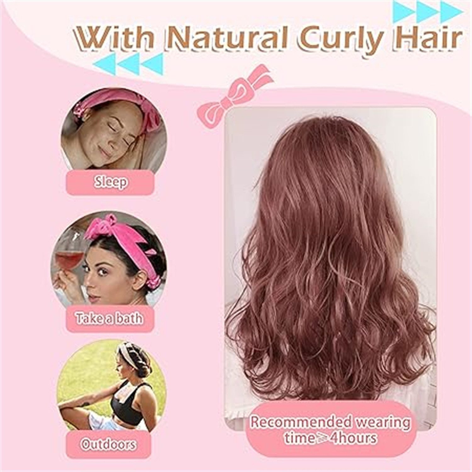 feinlux Lockenwickler Neu Lockenwickler Locken Ohne Hitze Heatless Curls Band Samt, set, Hochwertiges Korallenfleece-Material, elastisch und dehnbar