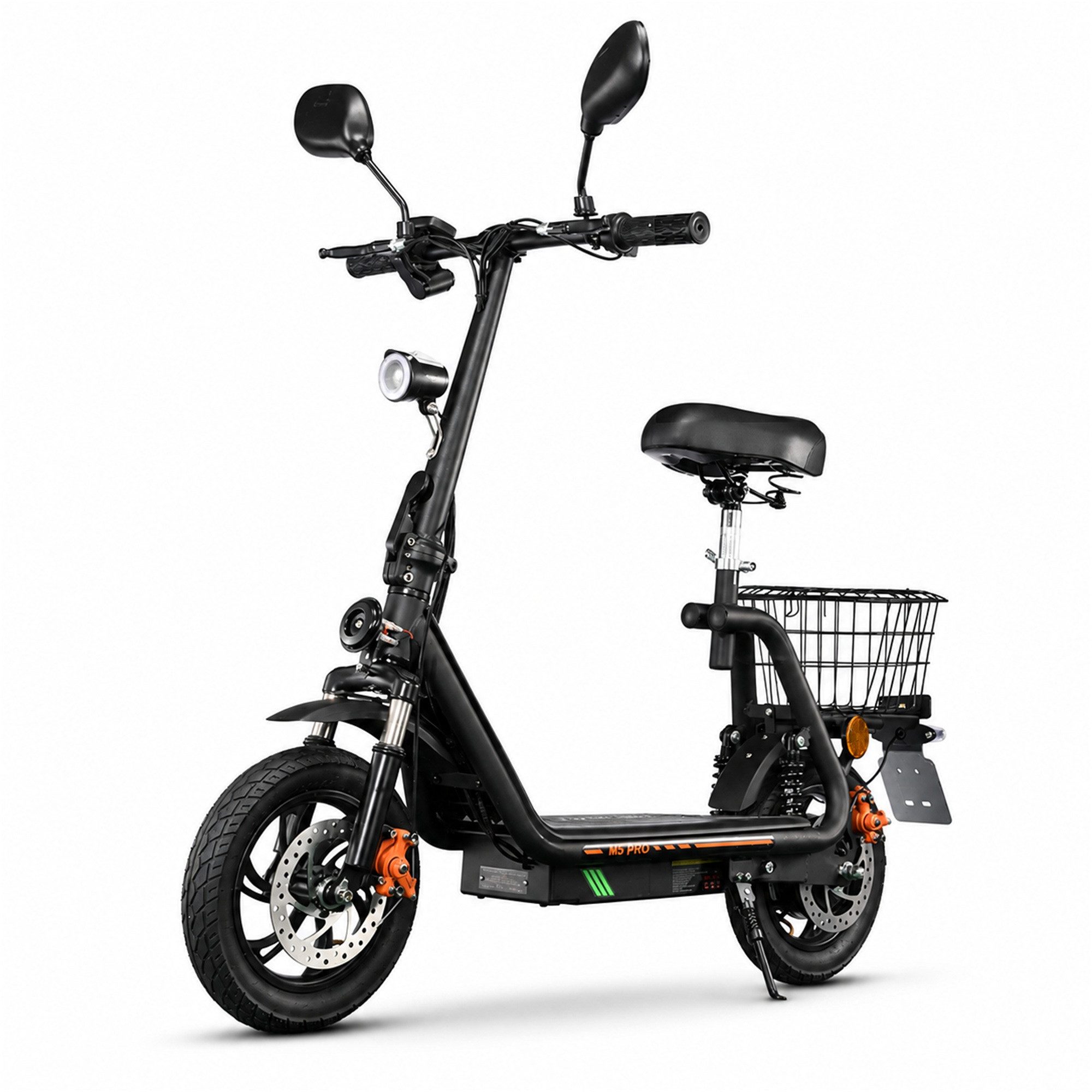 Vankel E-Scooter Herren u. Damen Elektroroller 44 km/h 500W 624Wh EEC straßenzugelassen, 500 W, Scheibenbremsen Doppelfederung Blinker Gepäckkorb 120 kg LED 12 Zoll
