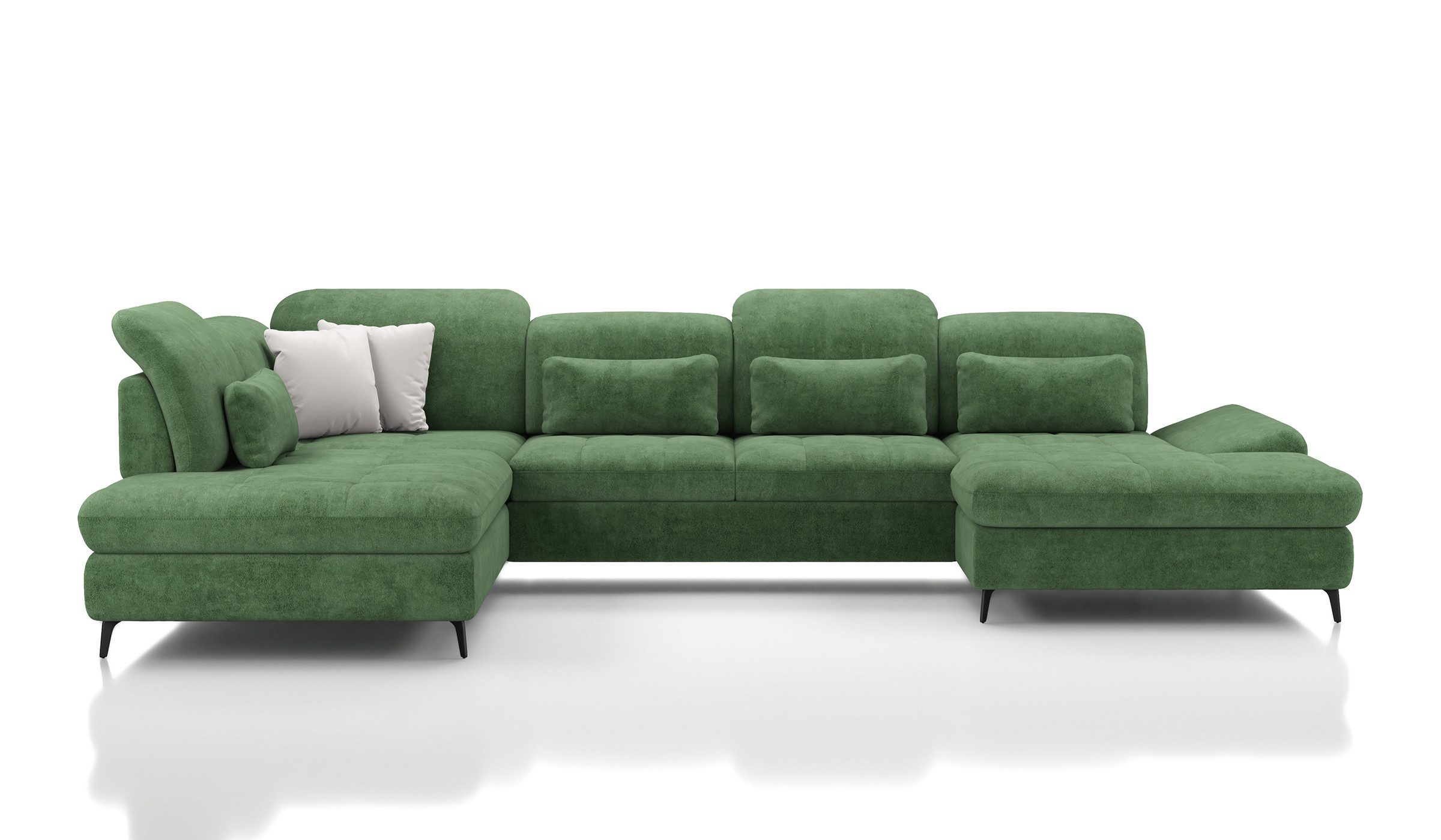 Hygger Möbelhaus Wohnlandschaft Nola XXL U-Form mit Verstellung, Schlaffunktion & 2 Bettkästen, B × T₁/T₂: 370 × 170 / 230 cm, versandkostenfrei innerhalb Deutschlands, hergestellt in Europa