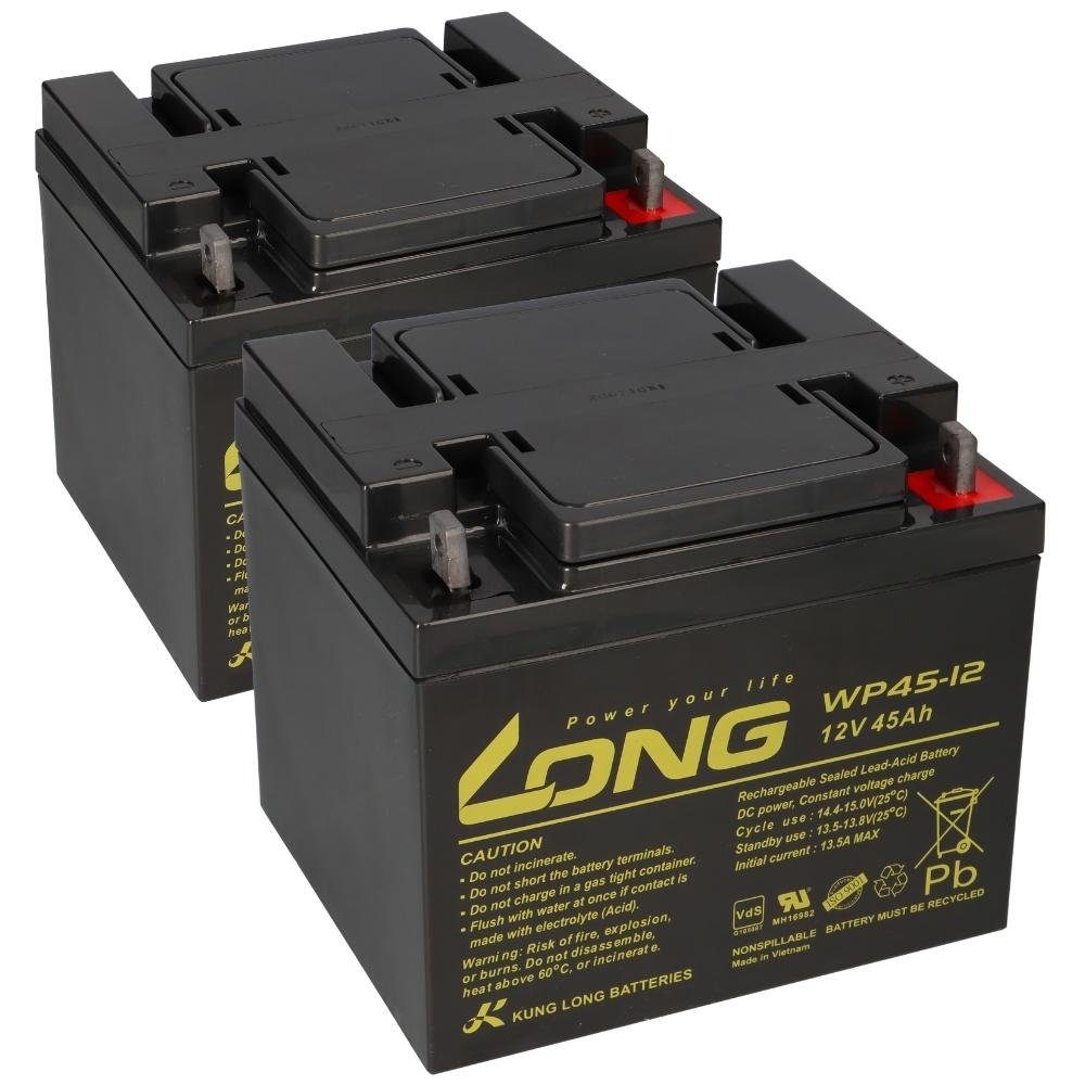 Kung Long 2x Kung Long Akku 12V 45Ah Pb Batterie Bleigel WP45-12 VDS Bleiakkus