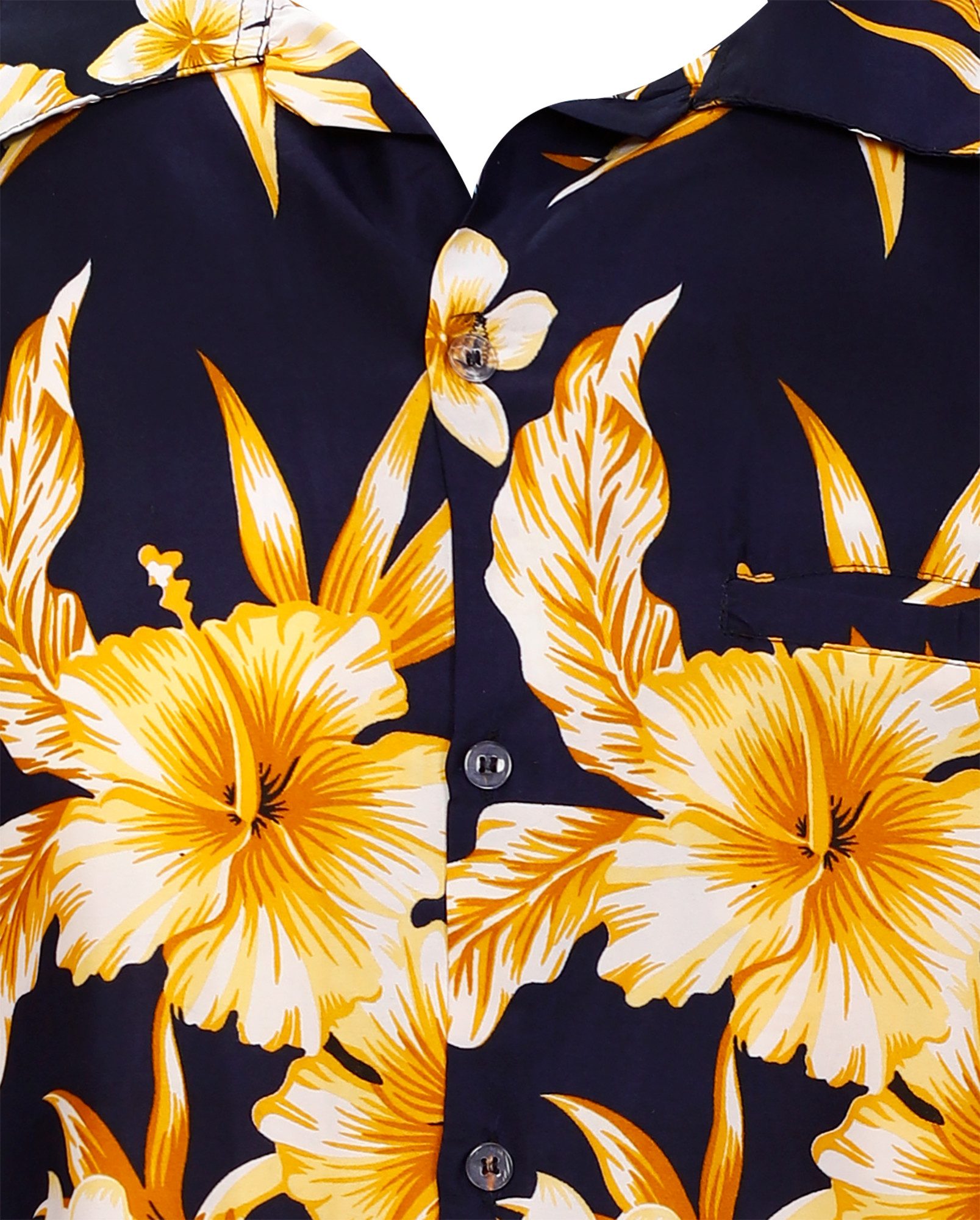 King Kameha Hawaiihemd Mono Flowers Funky Hawaii-Hemd Herren Kurzarm Front-Tasche Unisex