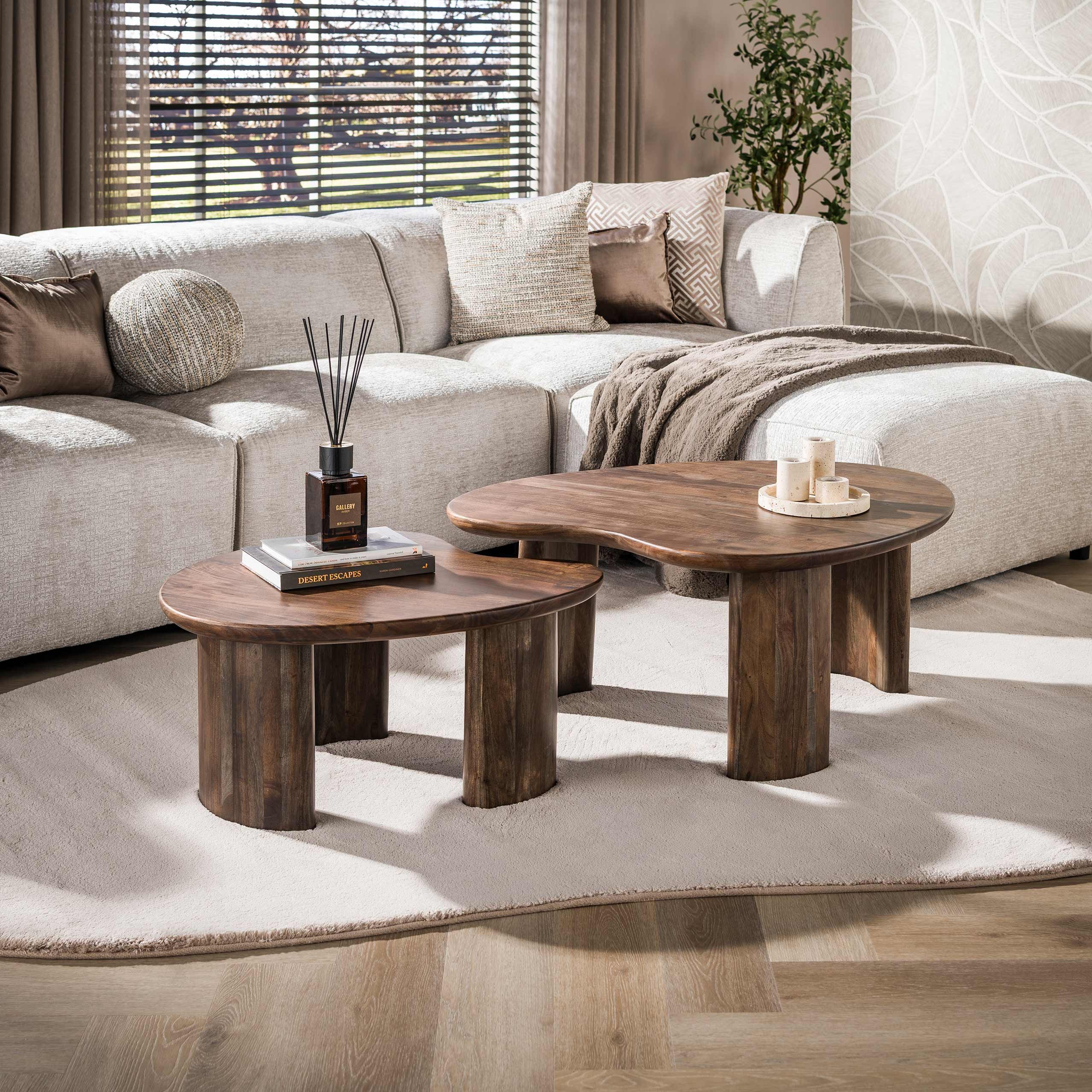 Sitheim-Europe Couchtisch Couchtisch Mova Set aus 2 / Massiv Akazie braun (Set, 2-St., 2er Set)