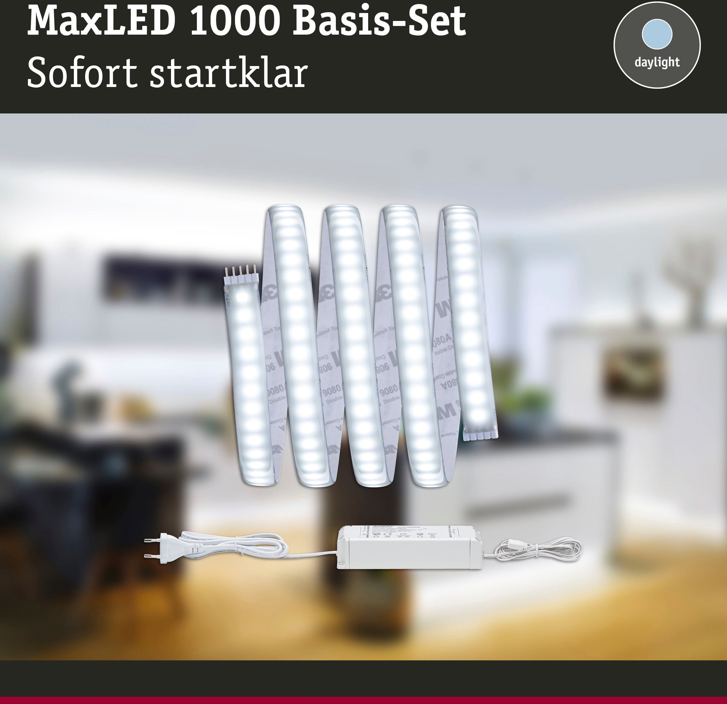 Basisset Paulmann MaxLED 1-flammig beschichtet, 1,5m IP44 17W 1000 1650lm LED-Streifen Tageslichtweiß