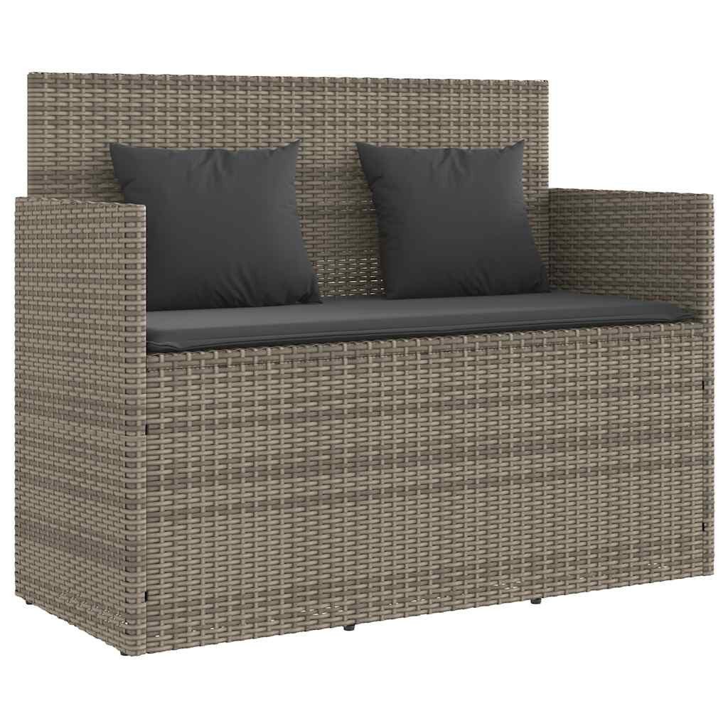 vidaXL Gartenbank Gartenbank mit Kissen Grau Poly Rattan (1-St)