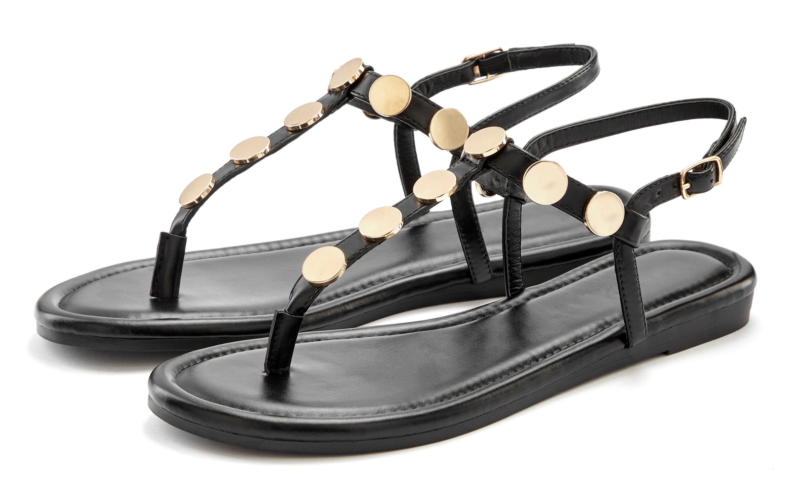 Vivance Sommerschuh Sandale, Zehentrenner mit goldfarbenen günstig online kaufen