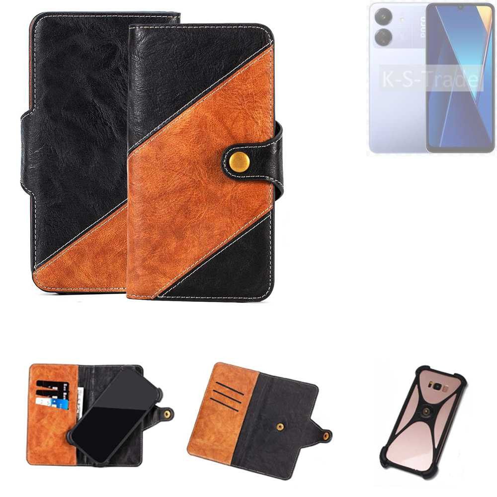 K-S-Trade Handyhülle für POCO C65, Handyhülle Schutzhülle Bookstyle Case Wallet-Case Handy Cover