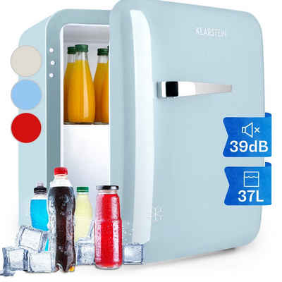 Klarstein Table Top Kühlschrank HEA13-Audrey-blue 10035309A, 50 cm hoch, 44 cm breit, Hausbar Minikühlschrank mit Gefrierfach Getränkekühlschrank klein