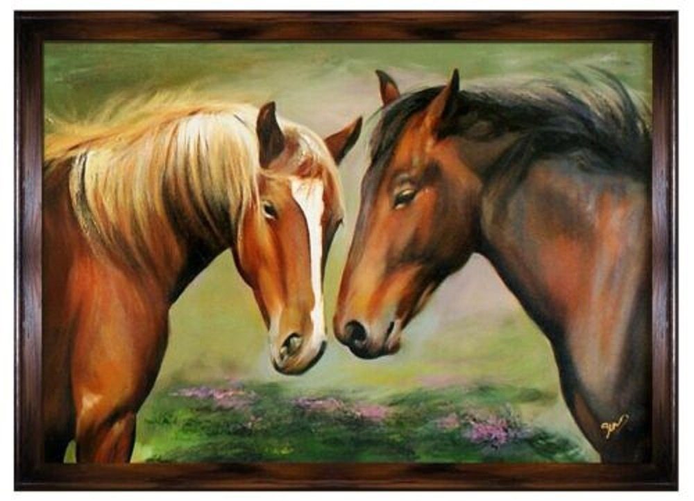 G94770, x Bilder JVmoebel Bild Pferd 140 cm 200 Pferde Gemälde Ölbilder Pferd Zwei Ölbild