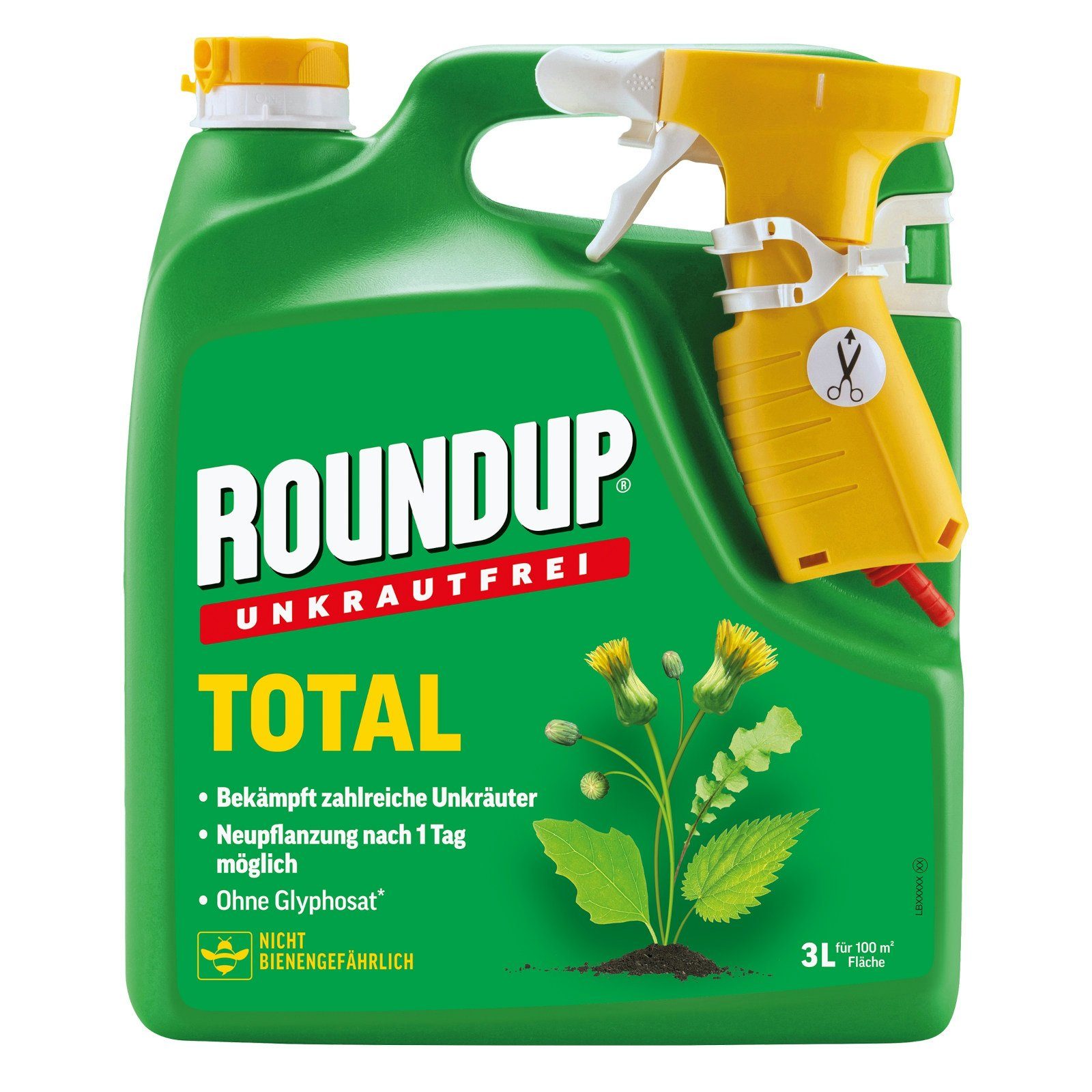 ROUNDUP Unkrautbekämpfungsmittel Unkrautfrei Total 3 Liter, Wirkt