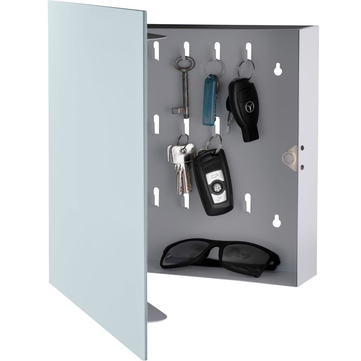 bonsport Schlüsselkasten Schlüsselkasten mit Glasmagnettafel, 33 x 33 x 6,8 cm inkl. 6 Magneten