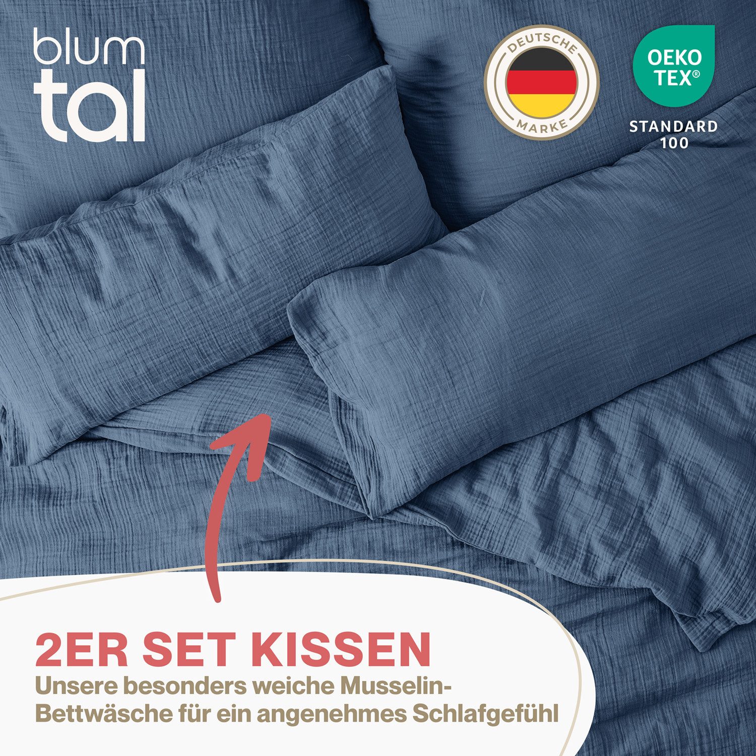 Blumtal Kissenbezug Musselin Kissenbezug - Oeko-TEX günstig online kaufen