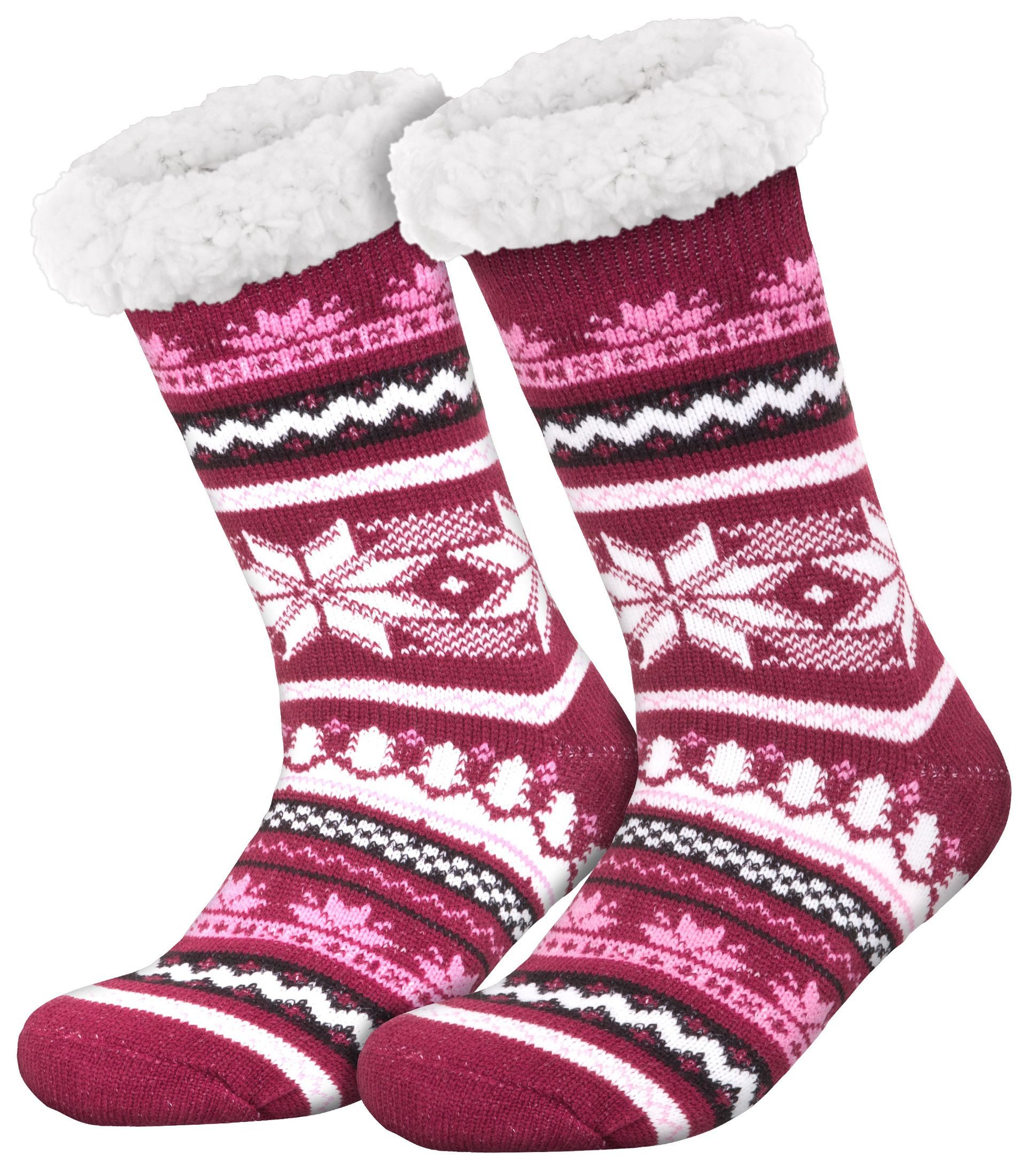 compagno Kuschelsocken (1-Paar) Kuschelsocken Schnee-Stern Noppensocken Anti Rutsch Wintersocken