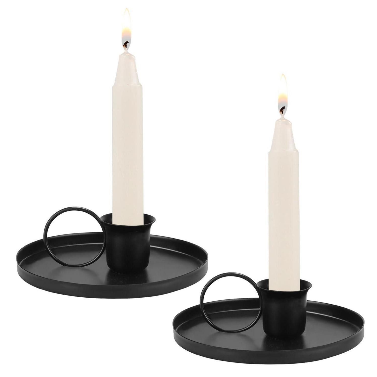 LuxusKollektion Kerzenleuchter Kerzenhalter Schmiedeeisen Schwarz 2er Set (2 St)