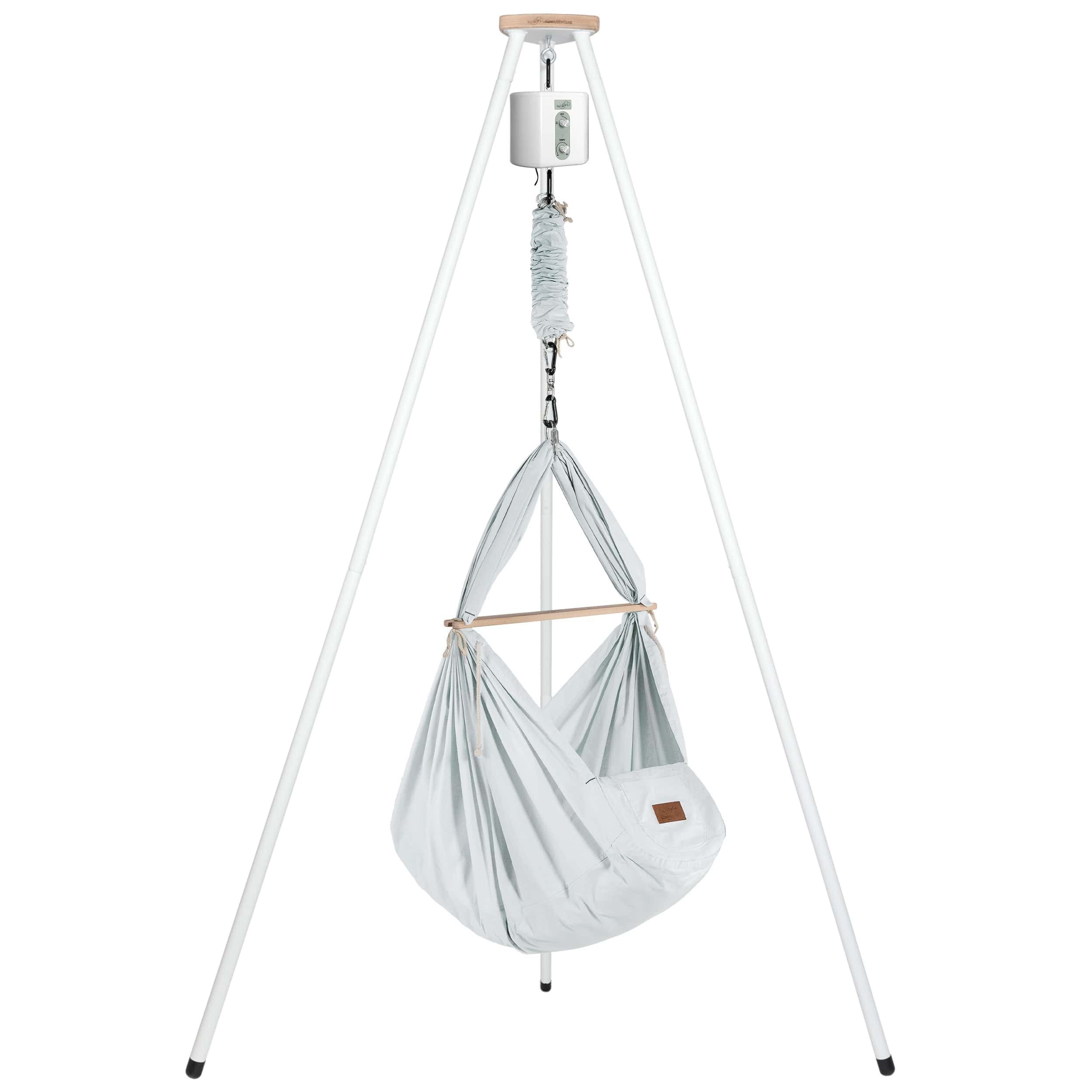 Schmusewolke Stubenbett Federwiege Bio AirGrey mit Tipi Weiß und Motor