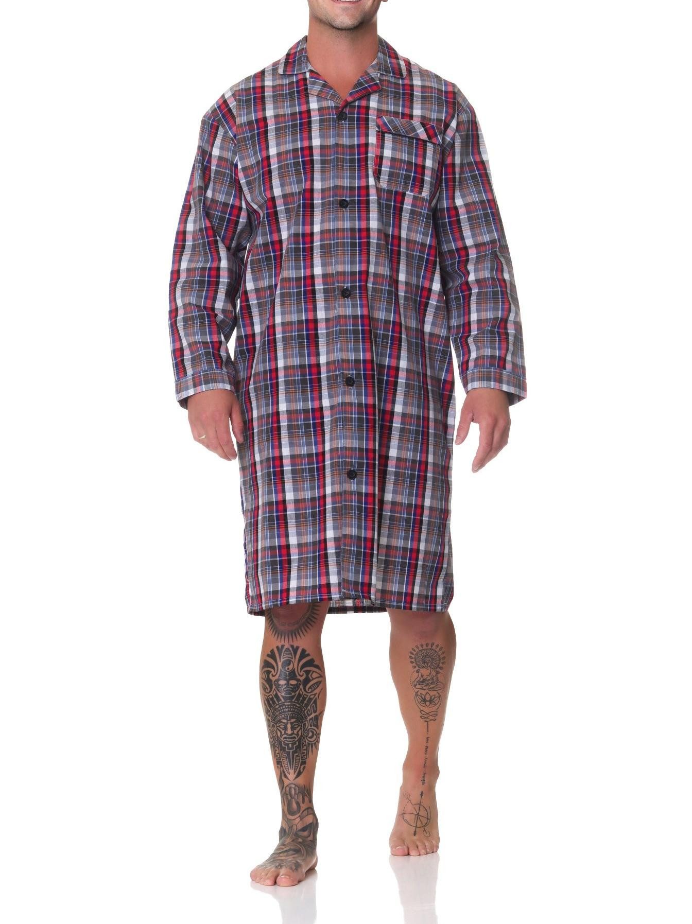 Normann Pyjama Normann Herren langarm Nachthemd gewebt - auch in Übergröße günstig online kaufen