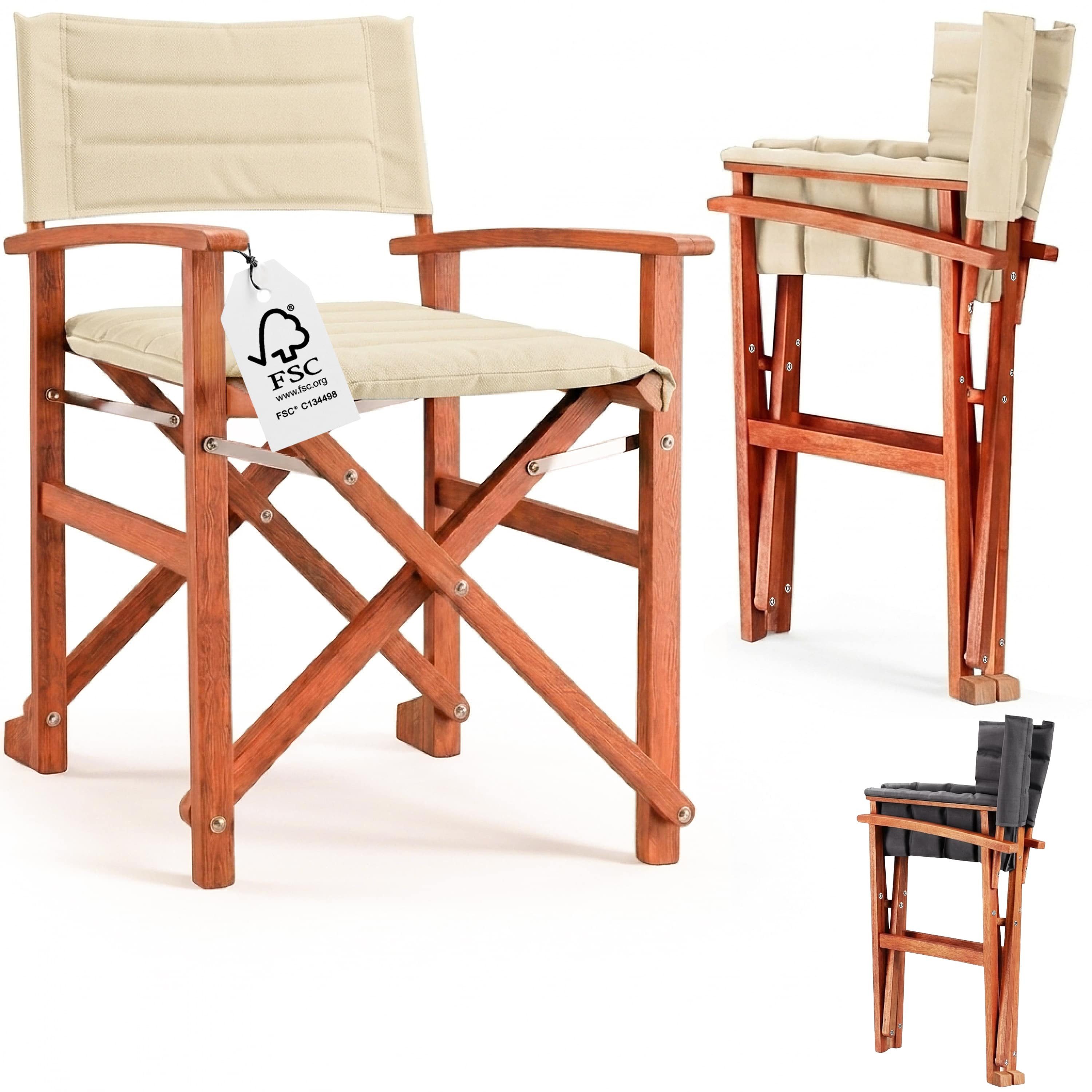 Casaria Regiestuhl, Klappbarer gepolsterter FSC®-zertifizierter Holz Stuhl bis 160 kg