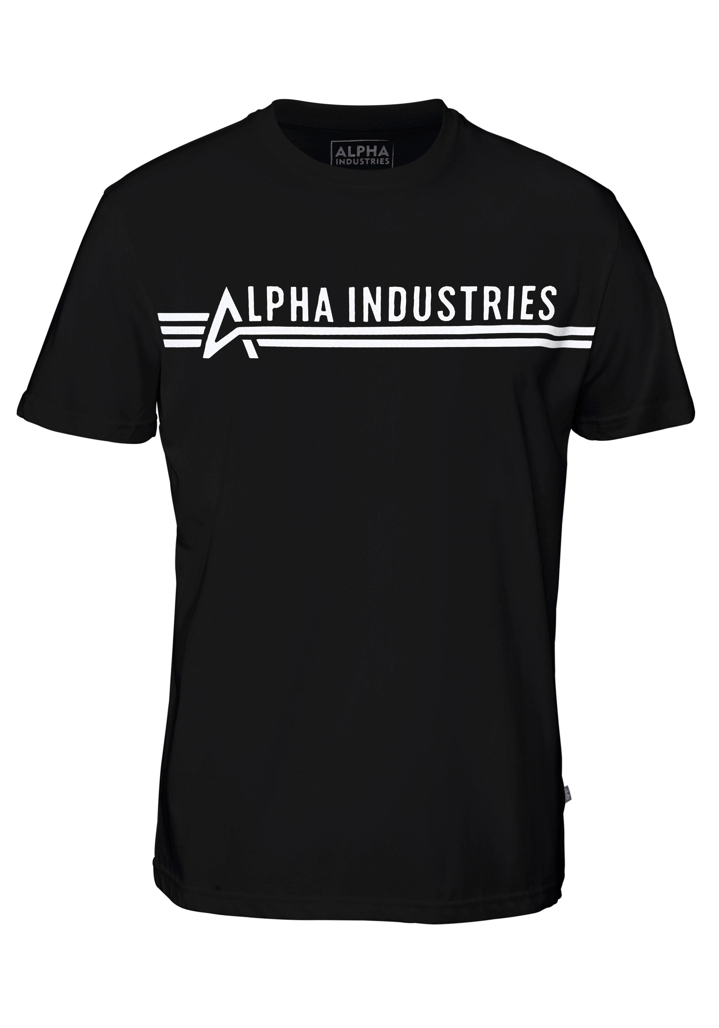 ALPHA schwarz Rundhalsshirt INDUSTRIES Alpha T Industries