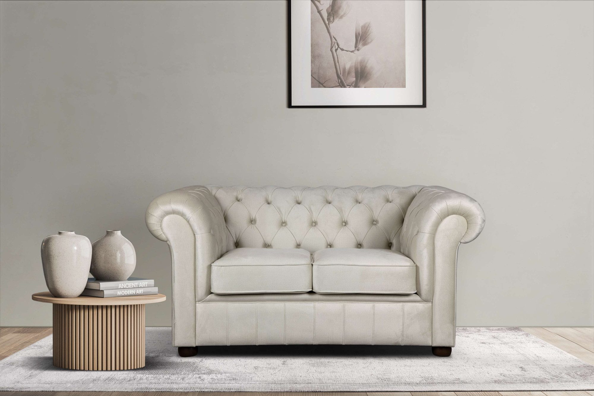 2-Sitzer CHARENTE, Chesterfield-Sofa, Wellenfederung, Maße: B/T/H: 147/89/74 cm
