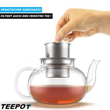 MAVURA Teekanne TEEPOT Tee Kanne mit Siebeinsatz Glaskanne Glasteekanne, mit Teesieb Teebereiter Borosilitglas hitzebeständig 200ml