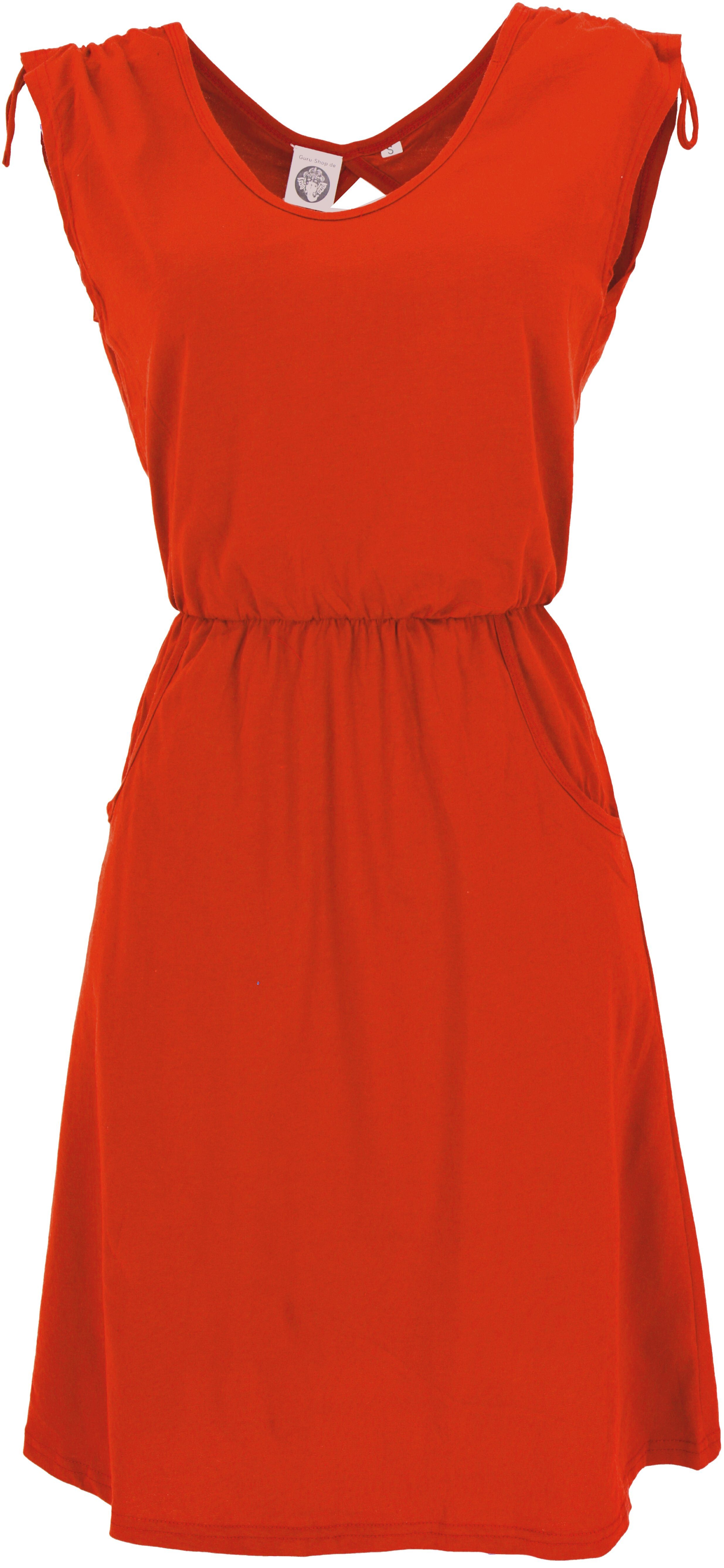 Guru-Shop Midikleid Ethno alternative Bekleidung Minikleid, Kleid korallrot aus.. rückenfreies