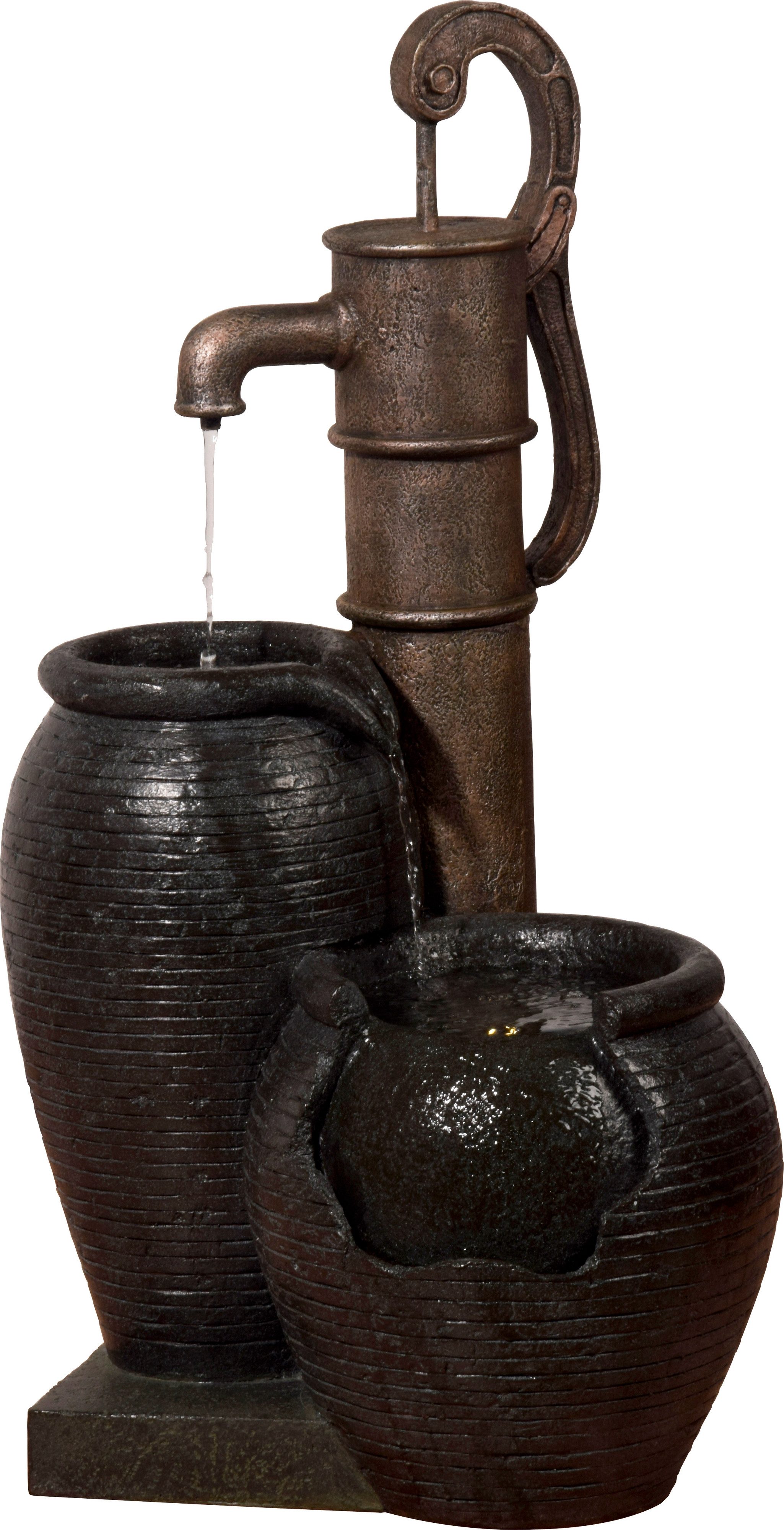 dobar Gartenbrunnen Großer Design-Gartenbrunnen mit Zier-Handpumpe